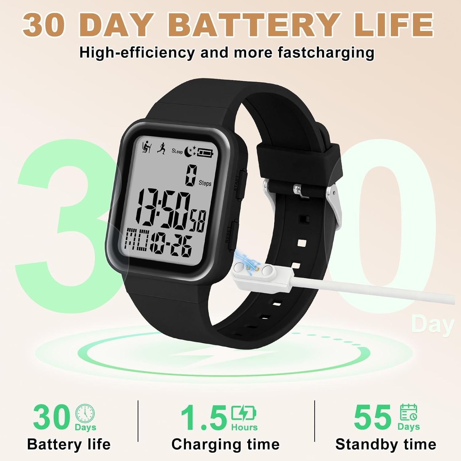User-Friendly Digital Watch for Active Lifestyles – Fitness Tracker with Alerts