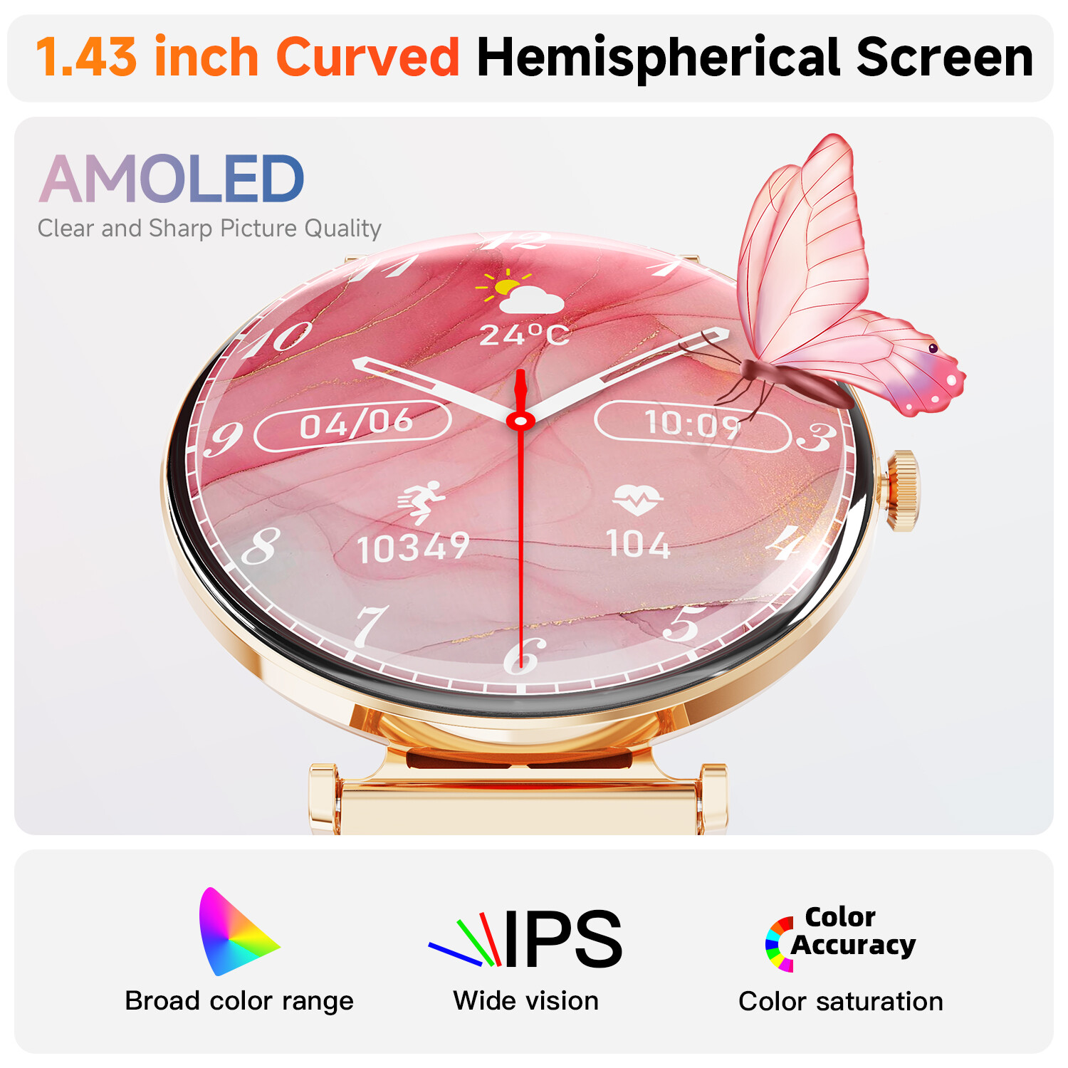 1.43” Amoled Screen Smart Watch For Women Fitness Smartwatches For Android iOS