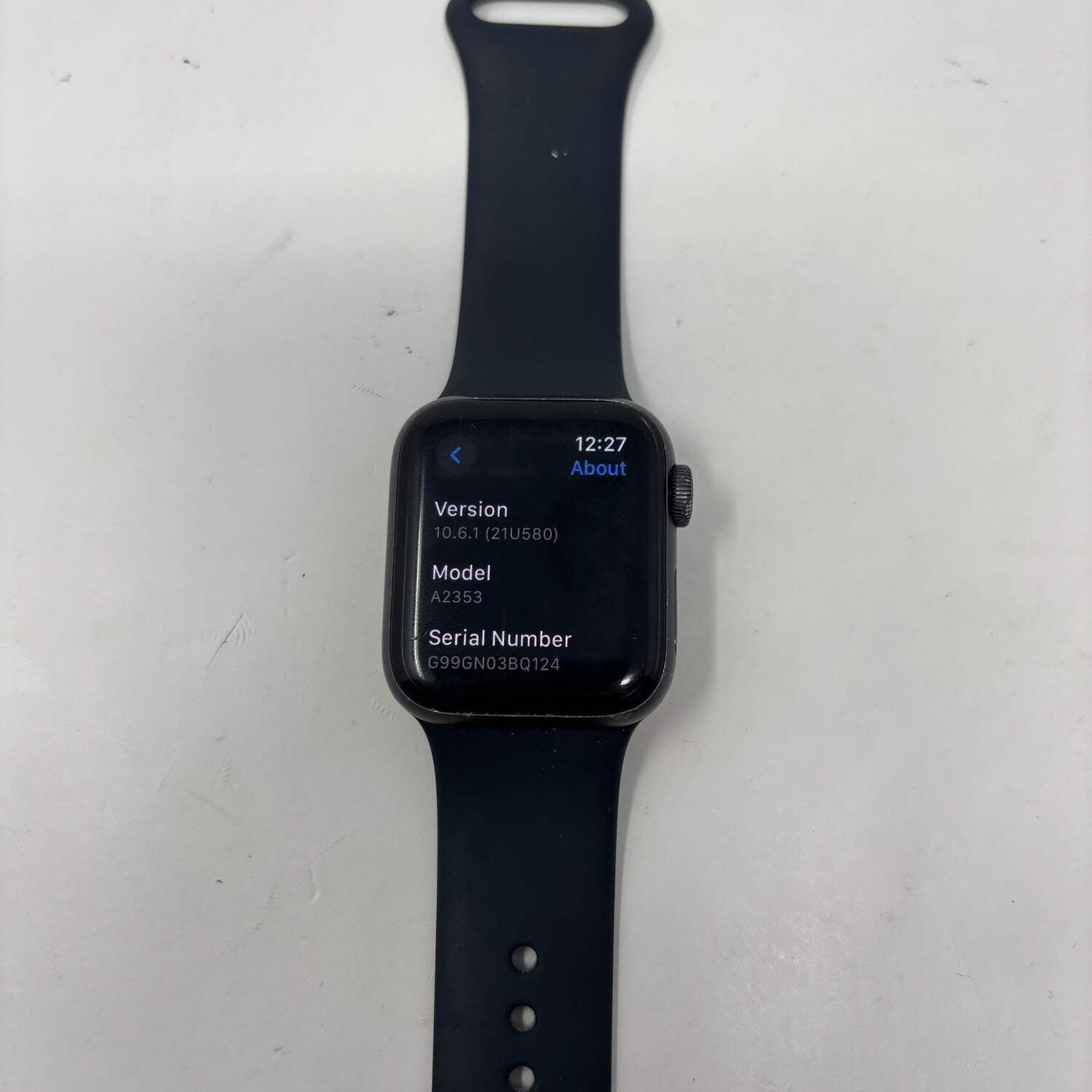 Unlocked Apple Watch SE 1st Gen 41MM Space Gray Aluminum Anchor Blue Sport Band
