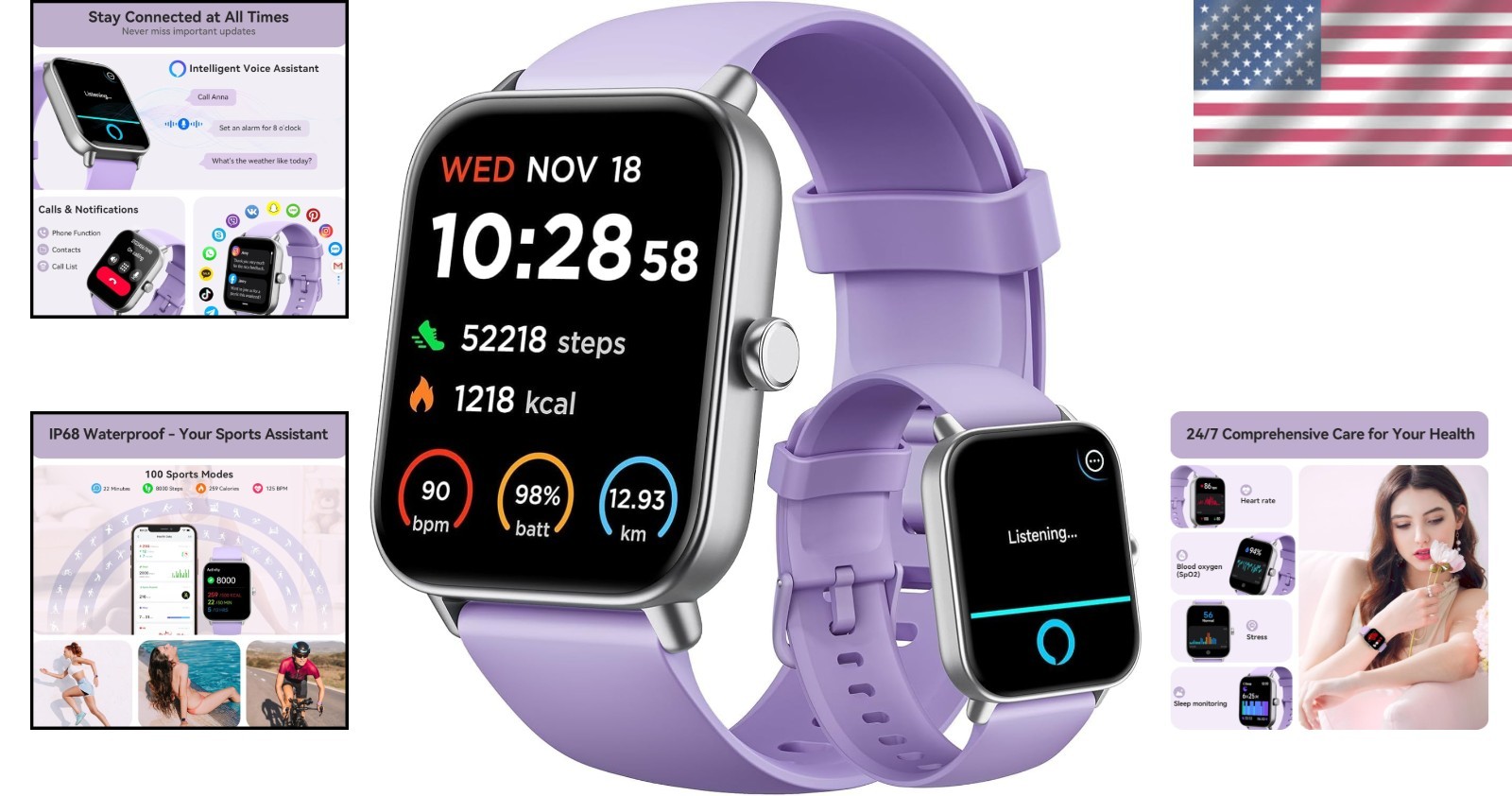 Bluetooth Smart Watch for Women with Alexa, Waterproof//