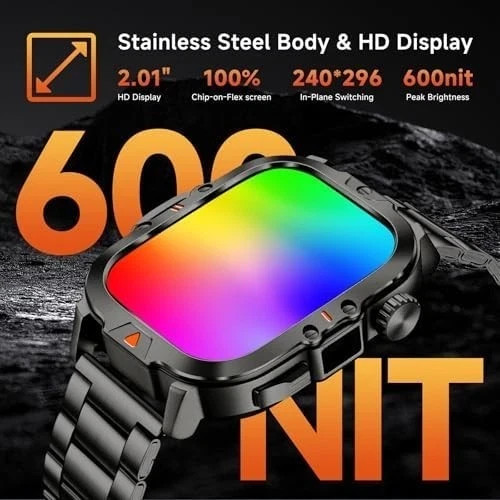 NEW 2026 Smart Watch for Men Military Smart Watch IP68 Waterproof (2 Straps)