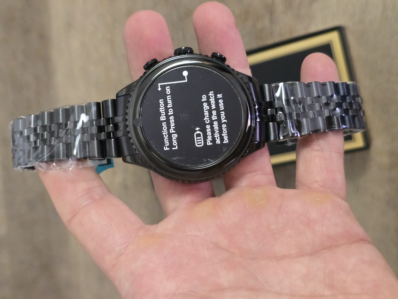 Smart Watch 32GB 38mm Black Metal Case SS Band Heart Monitor Rotating Bezel