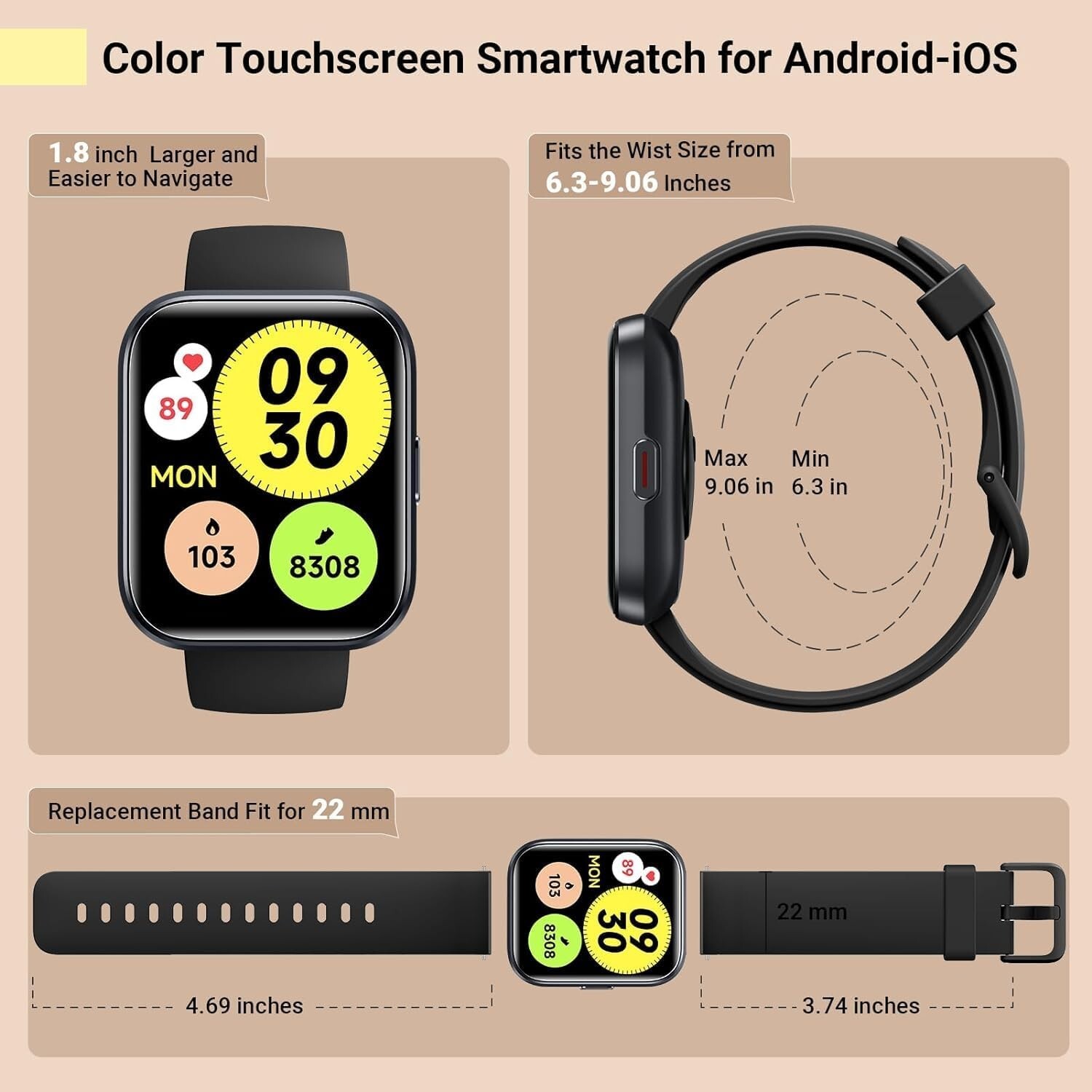 Smartwatch with Alexa – 1.8” Fitness Tracker, Heart Rate, 120 Sports Modes, …