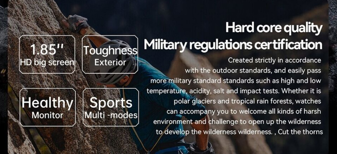 Smart Watch Outdoor Military for Men and Women Kids (Bluetooth Call, Waterproof)