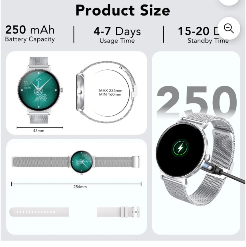 Smart Watch 1.27″ Fitness Tracker Bluetooth Calls Android and iPhone 2 Straps