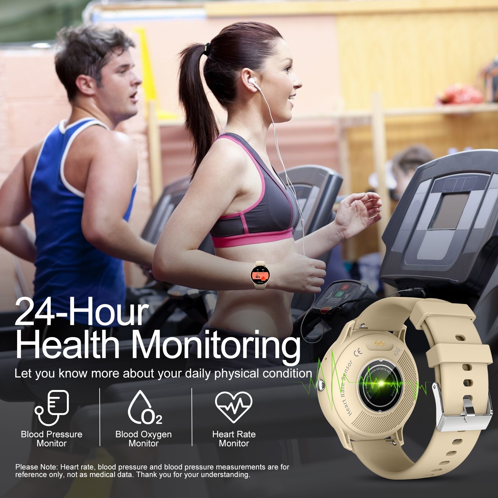 Smart Watch for Men Women Sport Fitness Tracker Heart Rate Waterproof SOS Gift