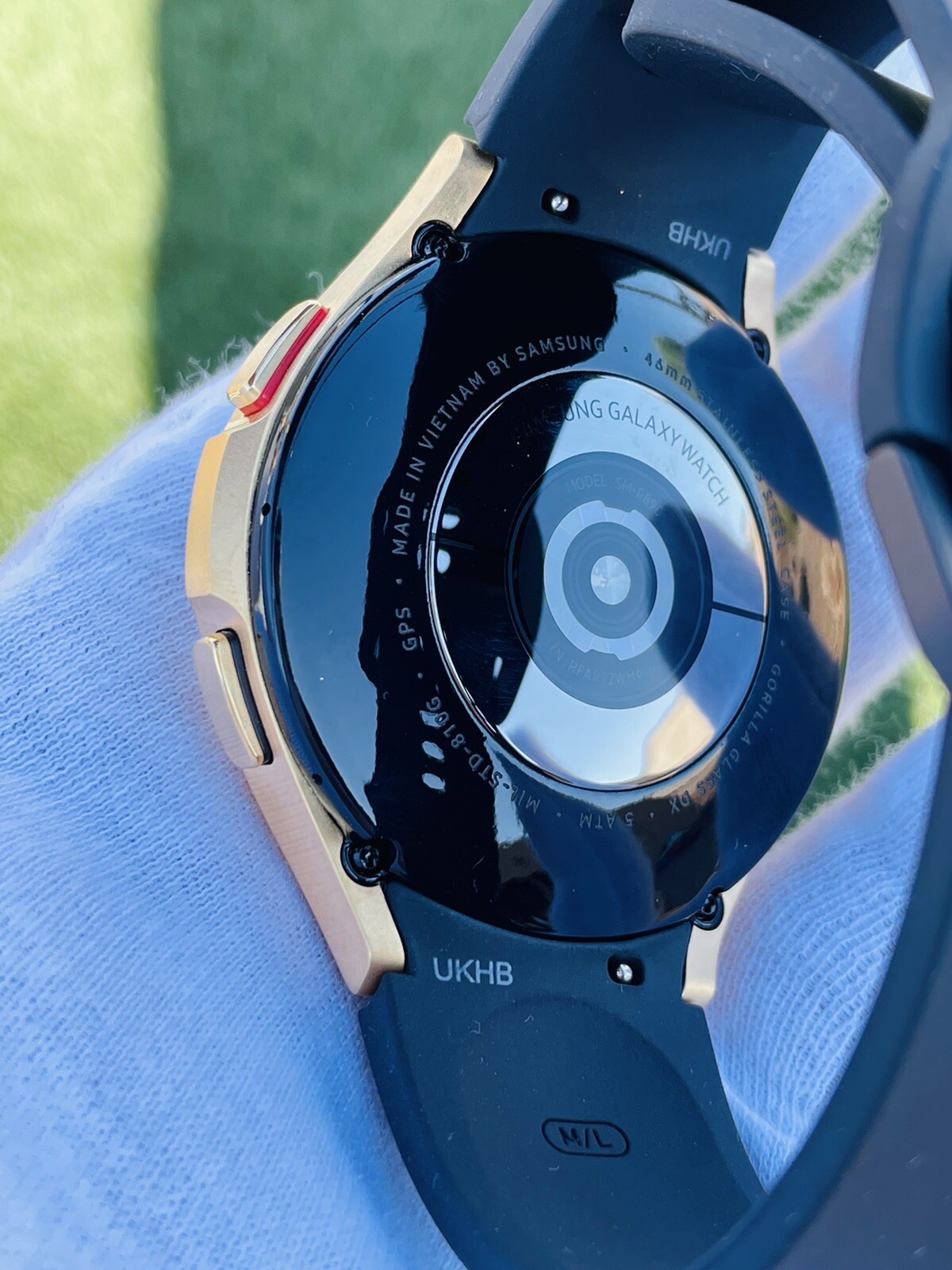 Custom 24k Gold Plated Samsung Galaxy Watch 4 with Gold Bezel Black Band 2021