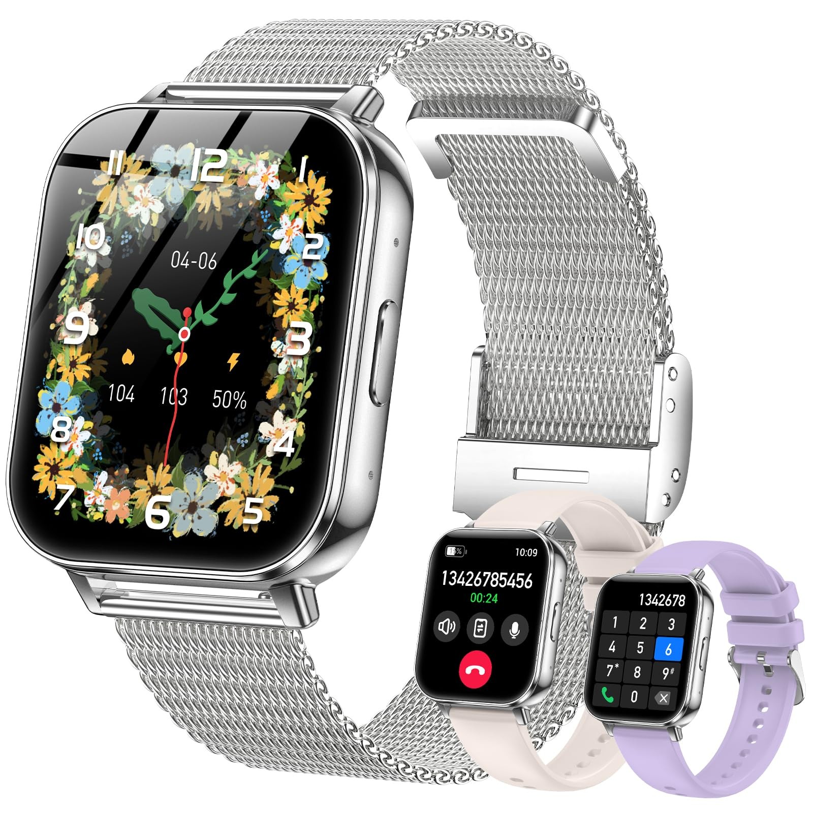 Smart Watches for Women,1000mAh Battery, with Android & iPhone, 1.83″ HD Smar…