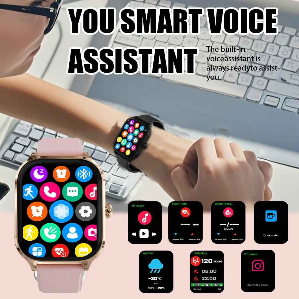 Smart Watch Men Women Answer/Make Calls 1.85” Smartwatch Fitness Watch Pink Red