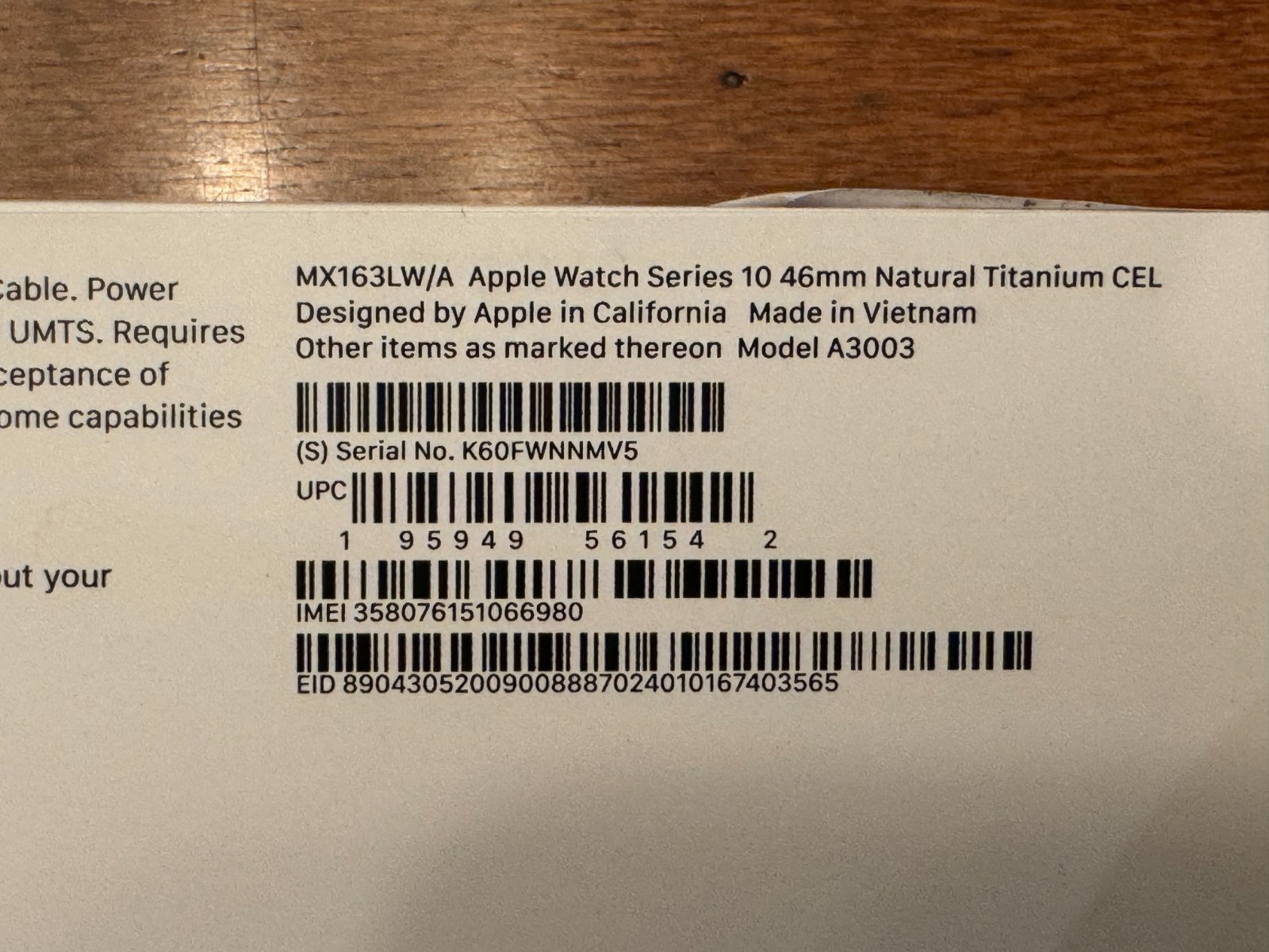 Apple Watch Series 10 (GPS+LTE) 46MM Natural Titanium Case Ink Sport Band