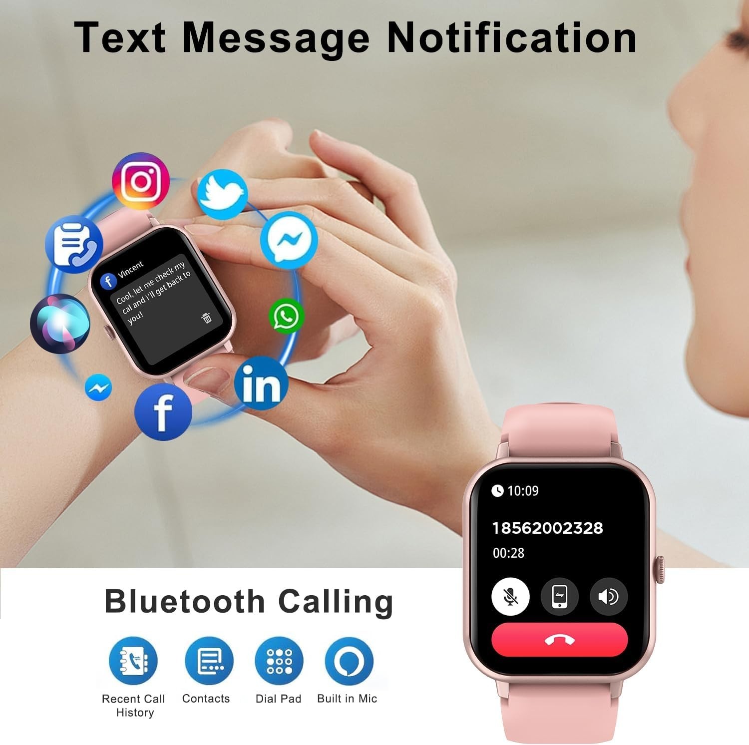 Women’s Small Smart Watch SmartWatch For Apple iPhone iOS and Android