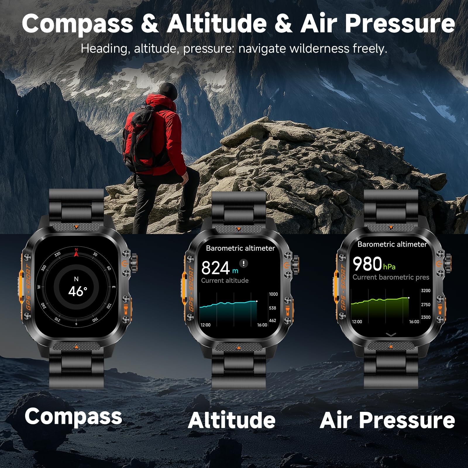men’s smartwatch (answering/making calls) 2.01 inch military rugged smartwatch