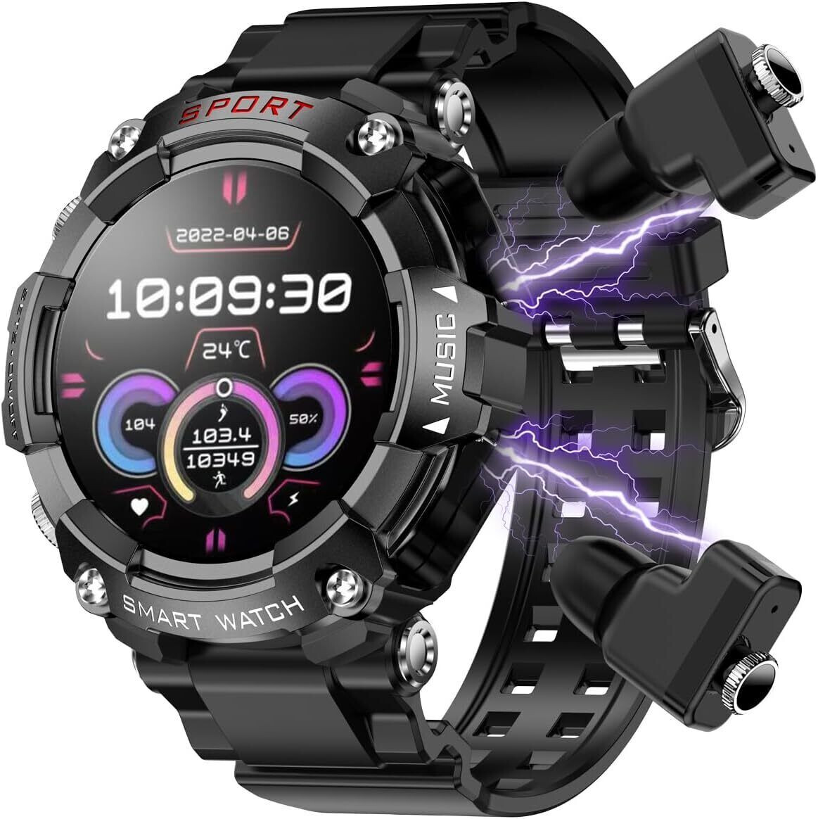 SMART WATCH with Earbuds for Men Women 1.52″ HD Touch Screen UltraLight Weather