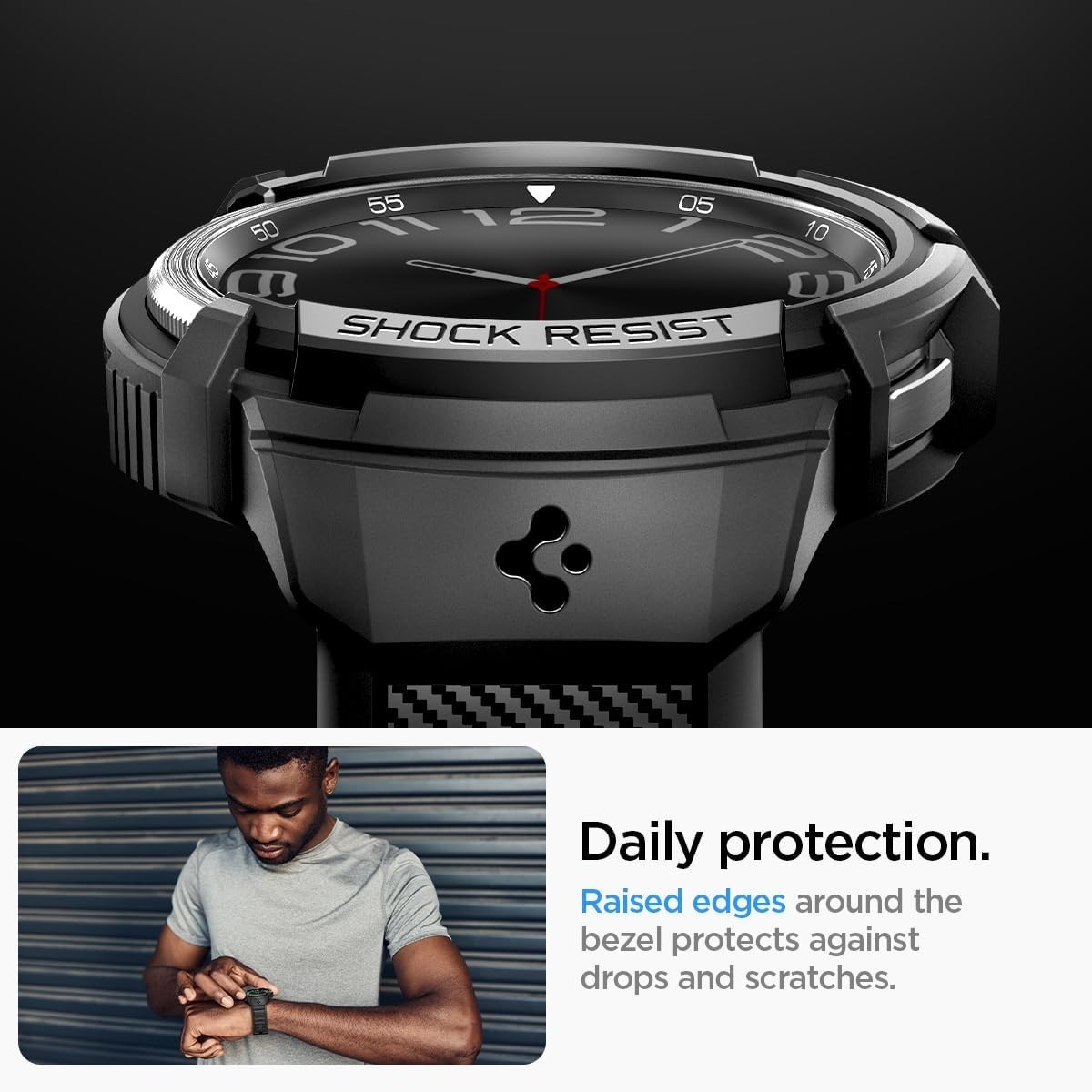 Samsung Galaxy Watch 6 Classic 47mm Rugged Armor Pro Case with Band Strap Cover