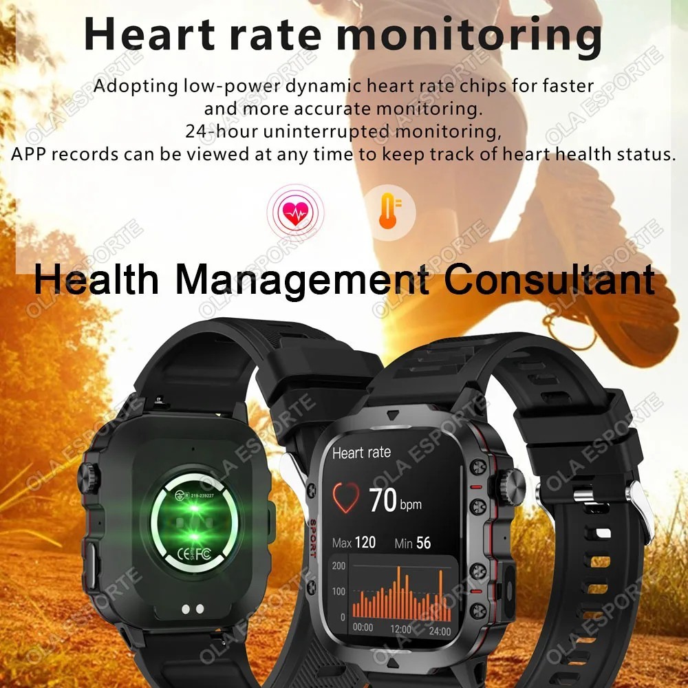2025 New Men 2.01″ Military Smartwatch Outdoor AI Voice Call Bluetooth GPS Gift