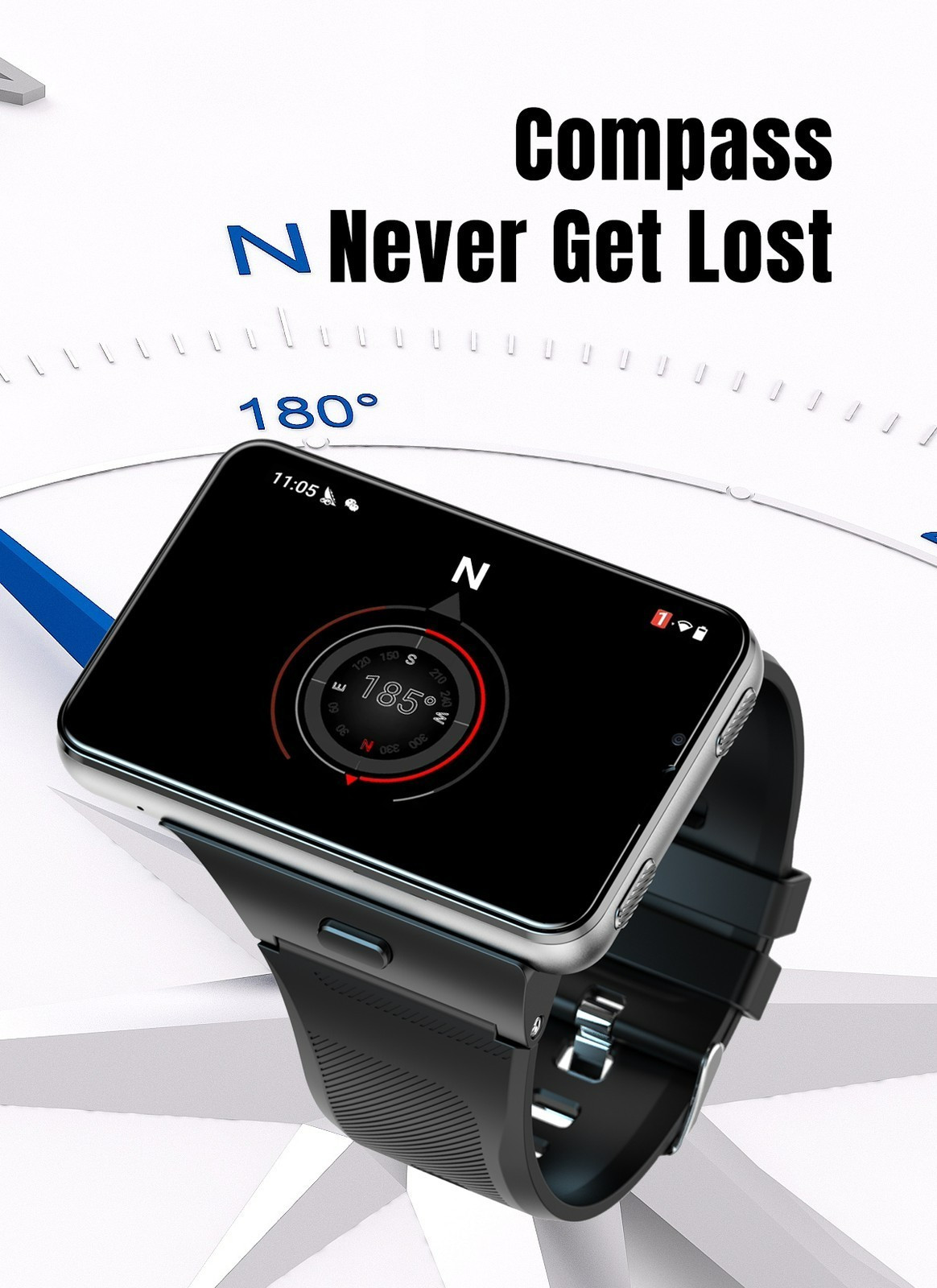 2.88″ Large Touch Screen 4G Smart Watch Android/iOS Dual Camera WIFI GPS 4+ 64GB