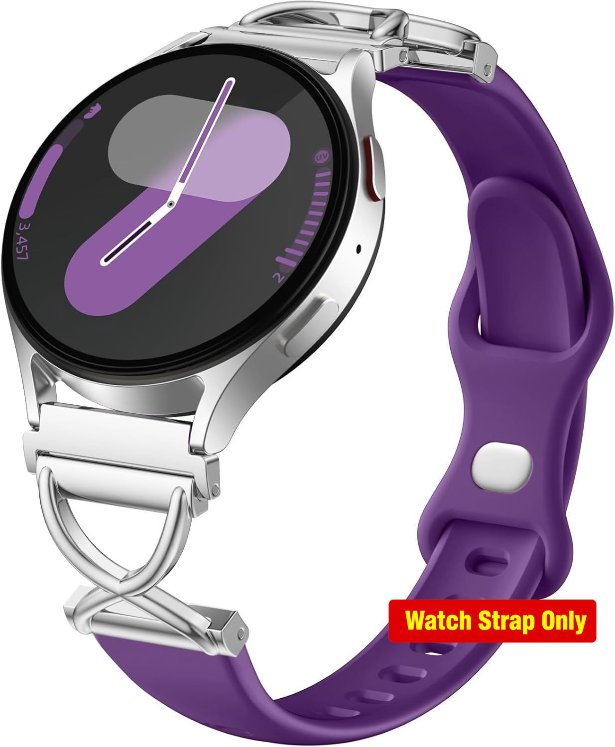 Thin Silicone Strap Compatible with Galaxy Watch 7 40mm 44mm Purple