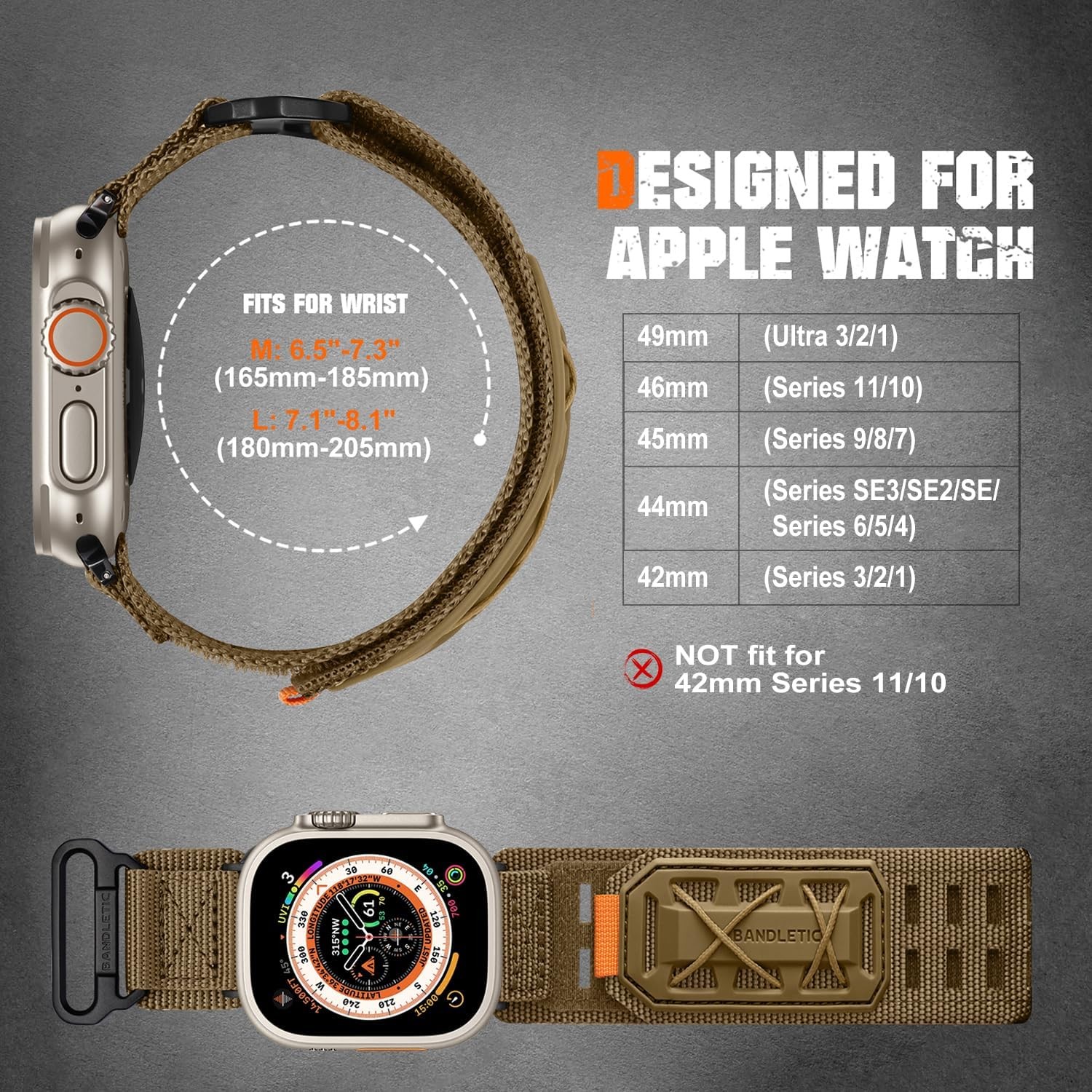 Nylon Loop Band for Apple Watch Series 10 49mm, 46mm, 45mm, 44mm, 42mm