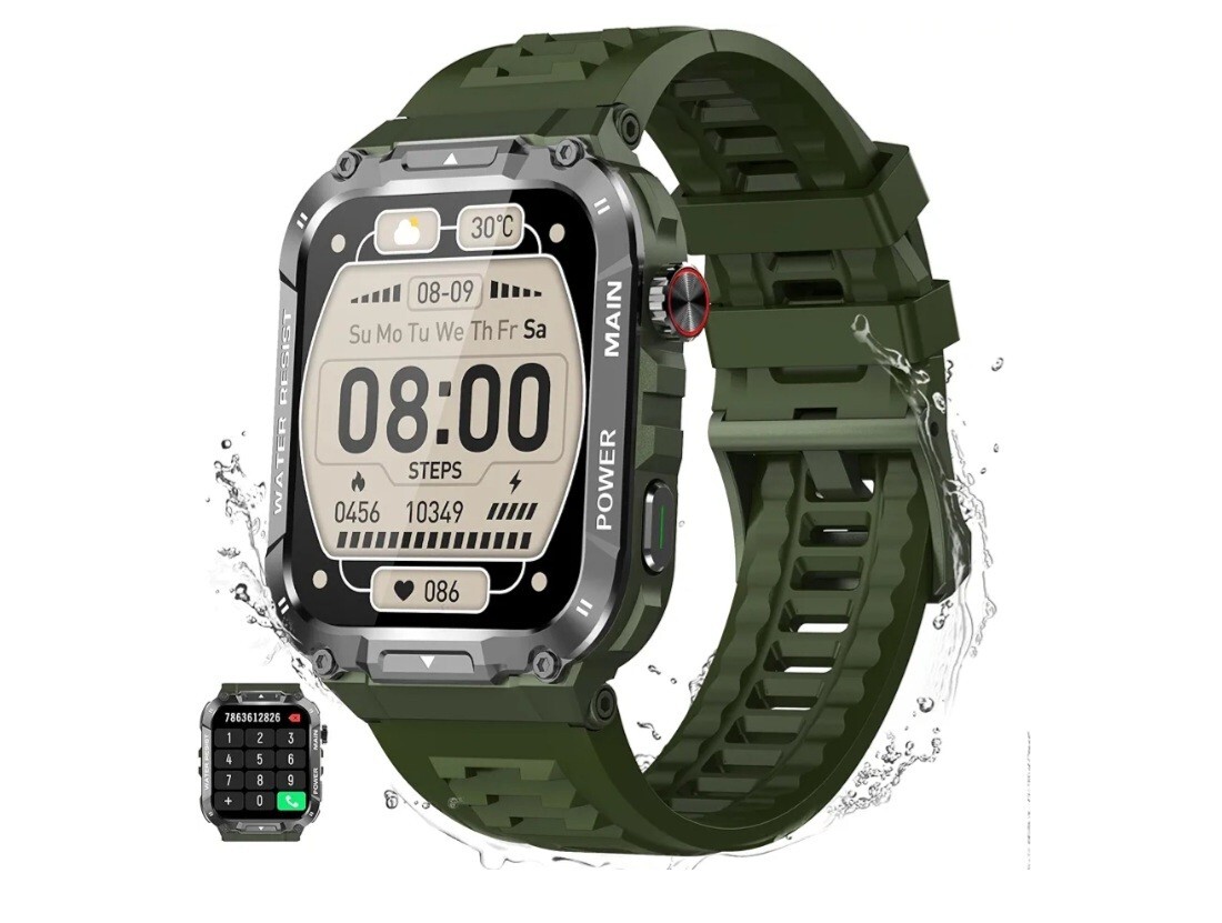 Military Smart Watch for Men with Bluetooth Call, Waterproof Outdoor Fitness
