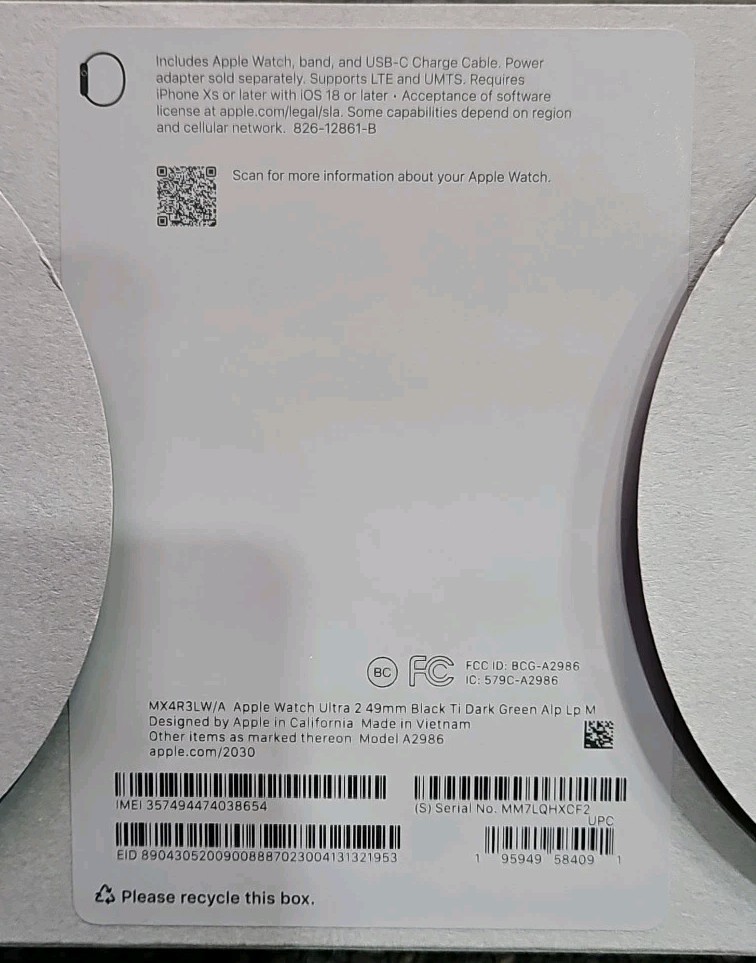 Apple Watch A2986 MX4R3LW/A Ultra 2 49MM Black – Dark Green Band