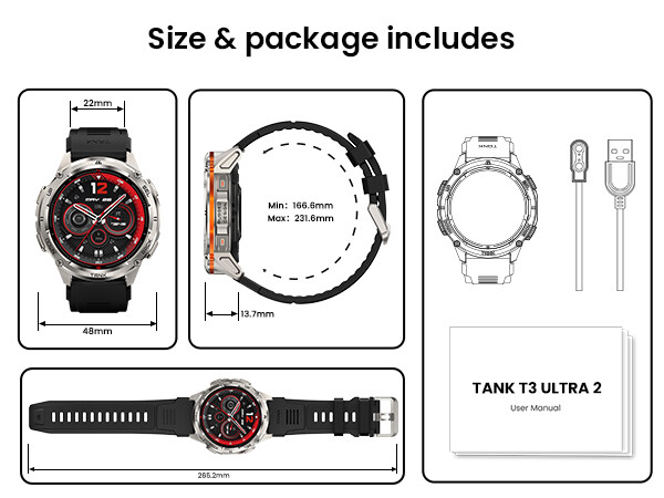 2025 KOSPET TANK T3 Ultra2 Smart Watch Men GPS 480mAh Battery 50M Waterproof NEW
