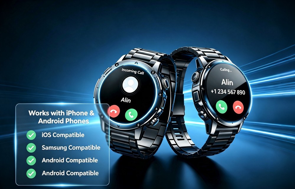 1.85″ HD Smart Watch For Android iOS Military Sport Watch 1000mAH with 2 straps