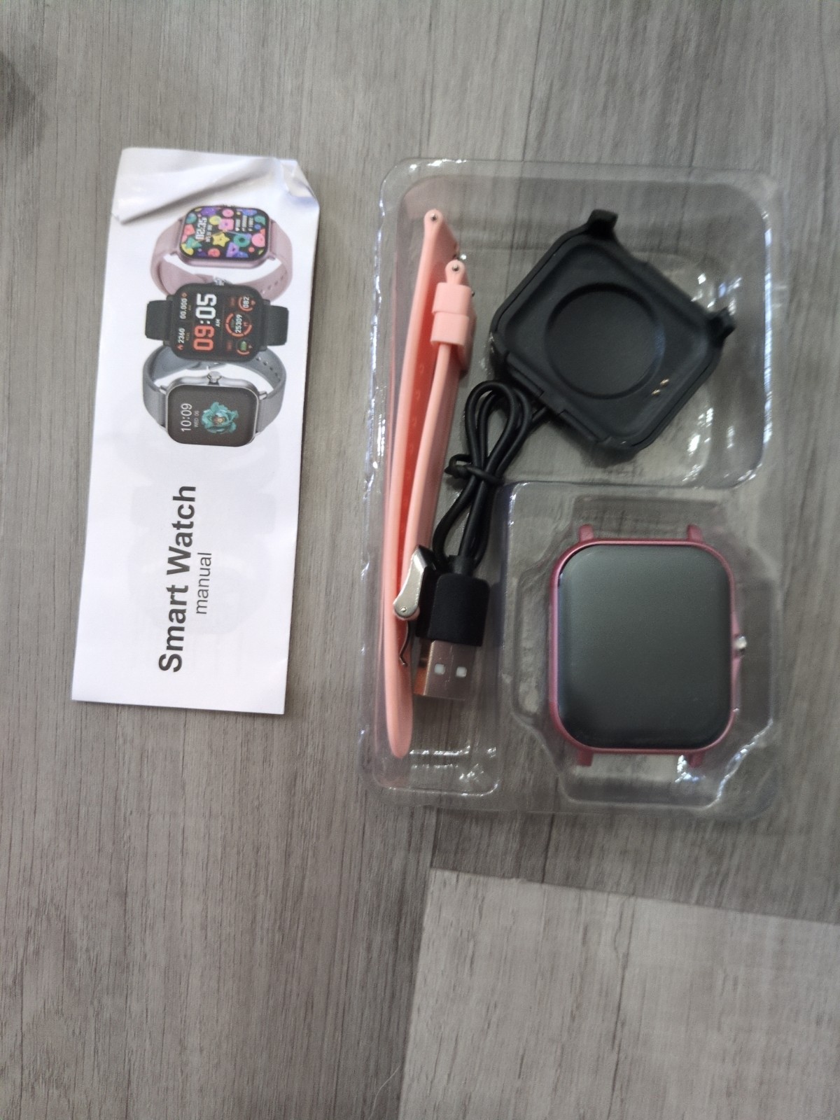Doviico Smart Watch Pink Metal Case Pink Silicone Band Touch Screen Fitness