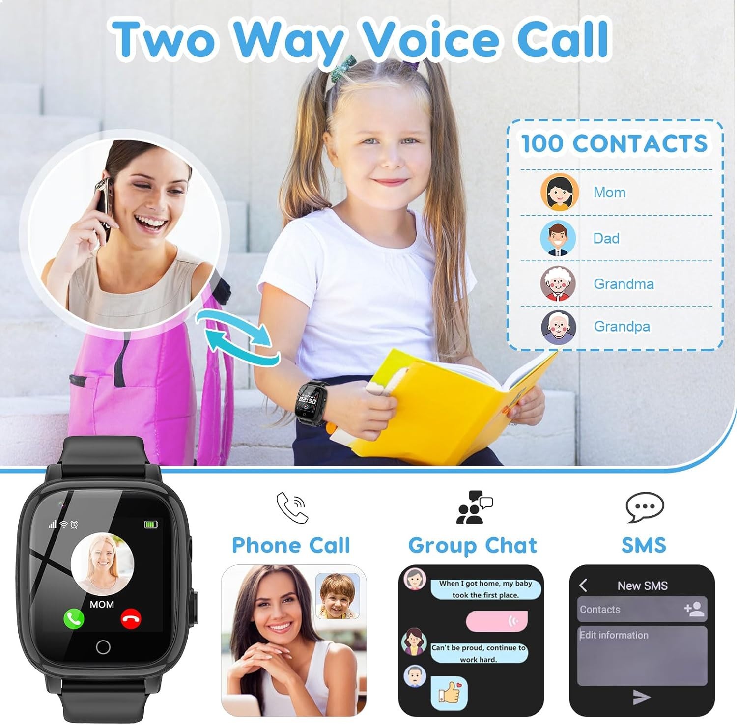 4G Smart Watch for Kids with GPS Tracker, Globally Applicable, Texting and Calli