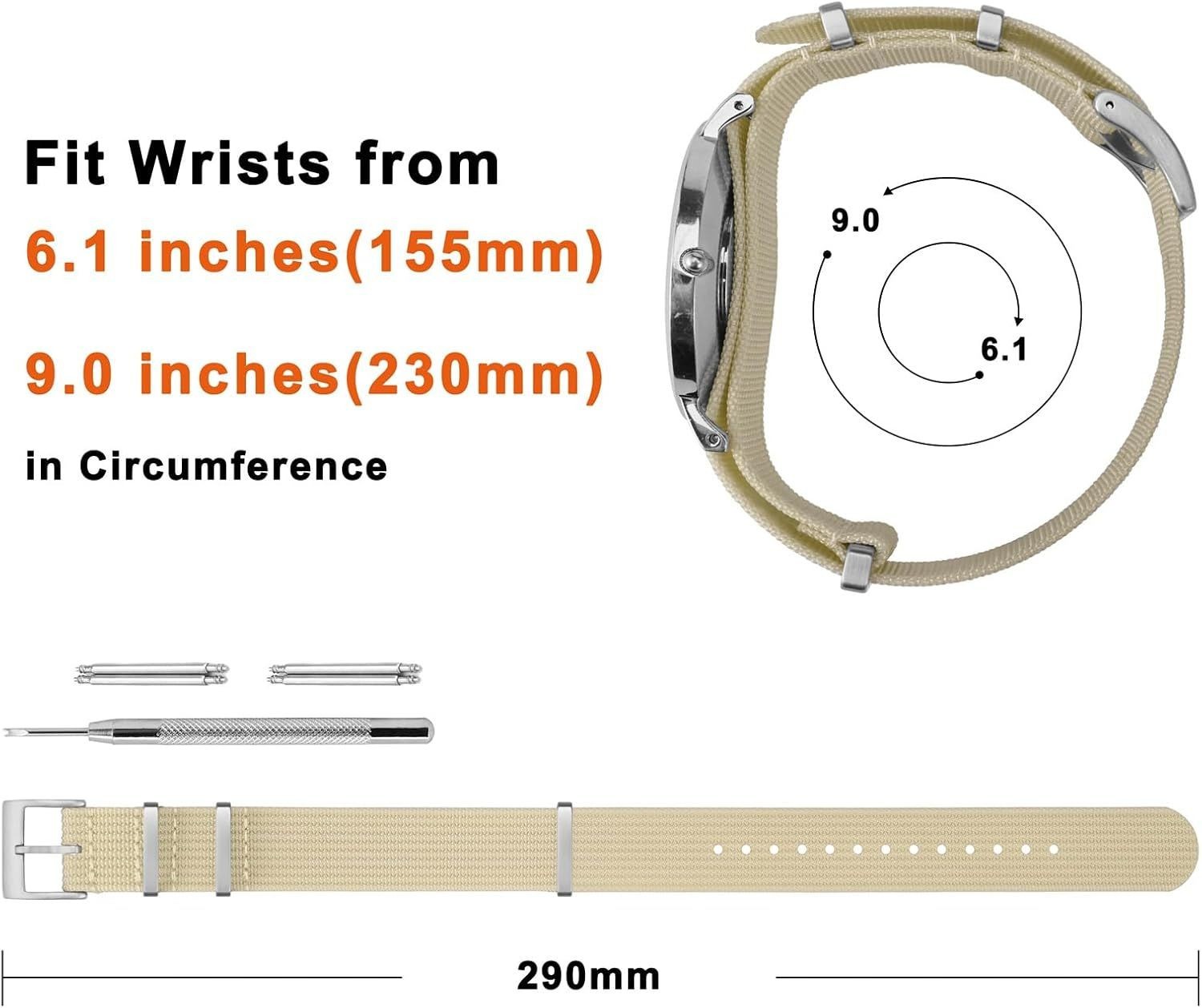 Strap Only For Military Watch 16mm 18mm 20mm 22mm Nylon Waterproof