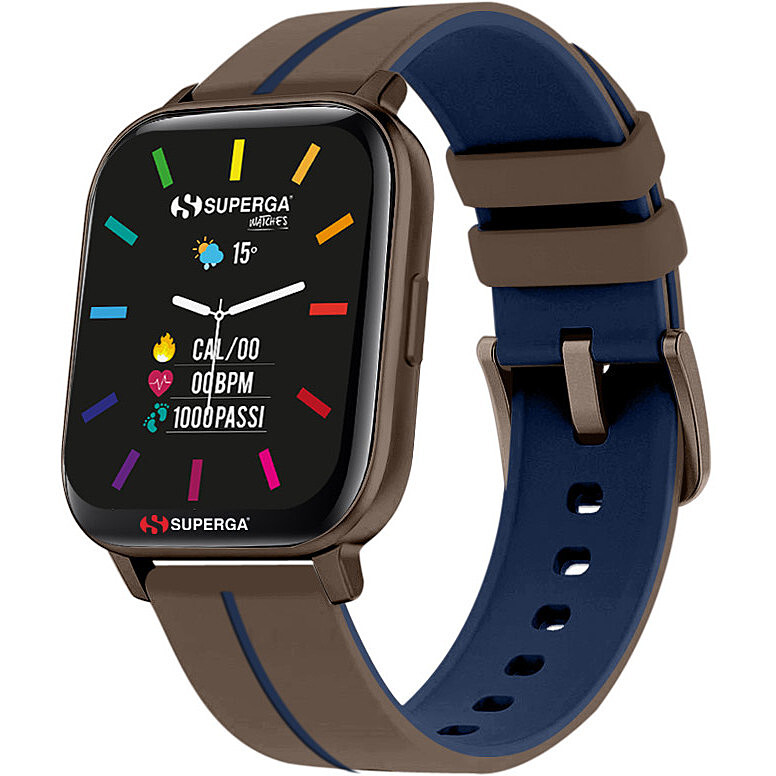 SUPERGA INK 2 SW-STC020 Silicone Brown Blue Smartwatch TOUCHSCREEN NEW