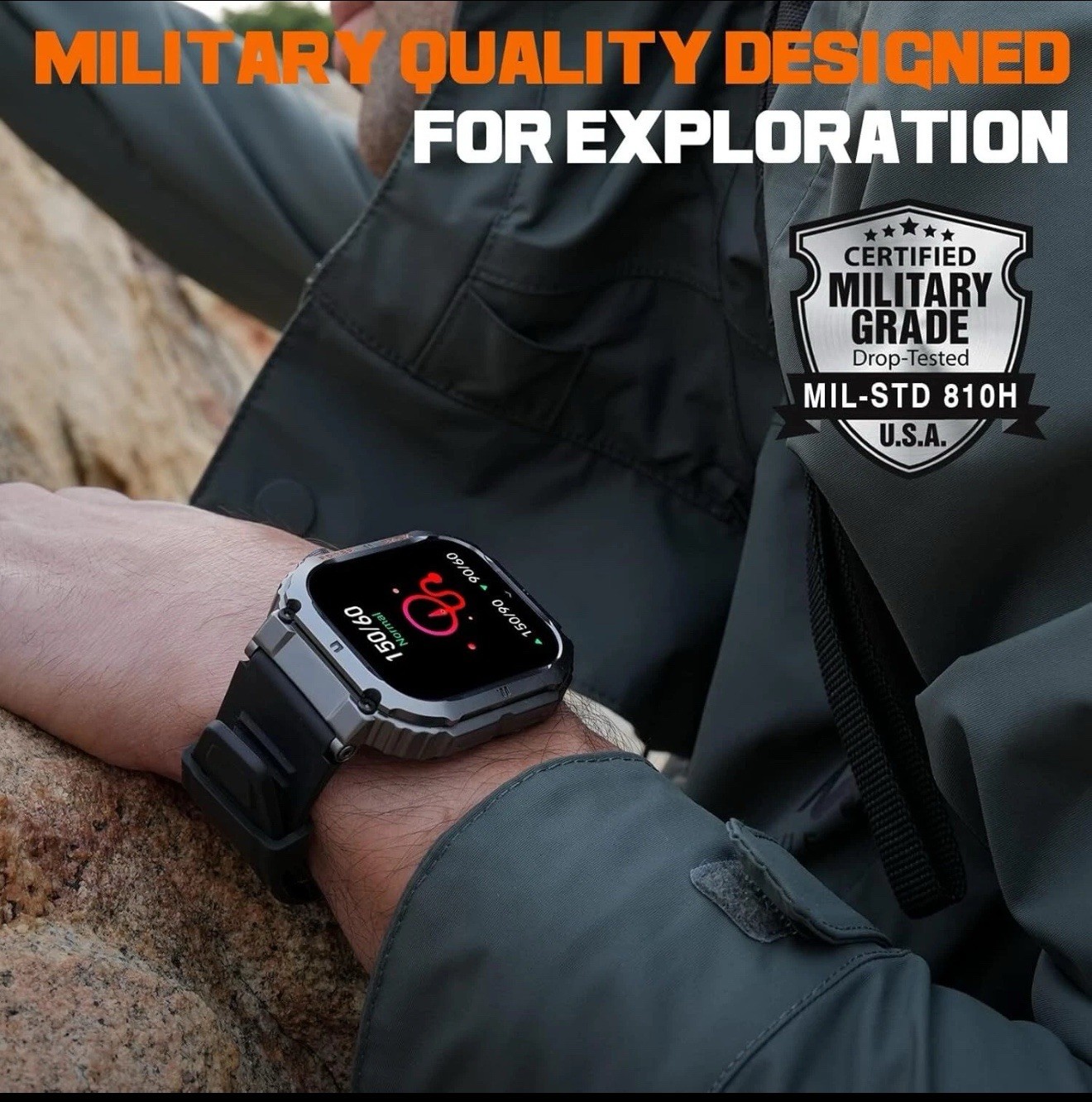 K57 Tactical Smartwatch Rugged 1.96″ HD Call Waterproof Military Grade Watch