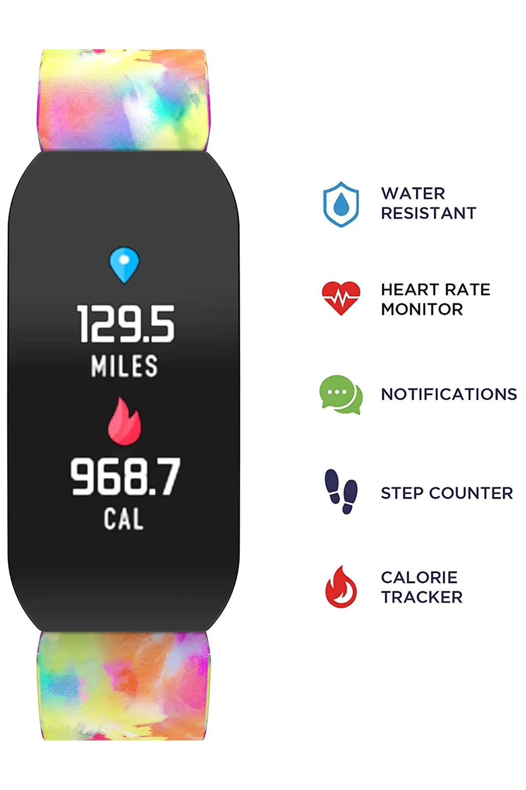 NEW iTouch Active Health & Fitness Tracker Smartwatch Tie Dye Heart Rate Monitor