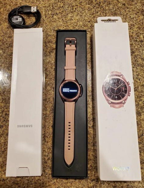 Samsung Galaxy Watch3 SM-R850 41mm Stainless Steel Case with Leather Strap -…