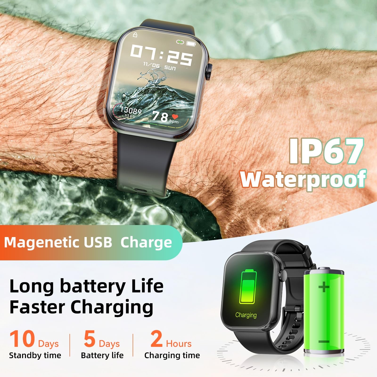(Answer/Make ) 1.85inch Fitness Tracker, DIY Dials/Pedometer/Calories/Multipl…