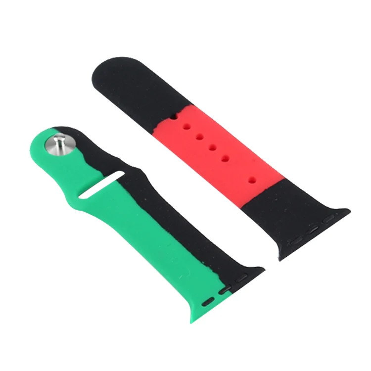 Black Unity Silicone Sports Replacement Watchbands For Apple Watch Series 6 & SE