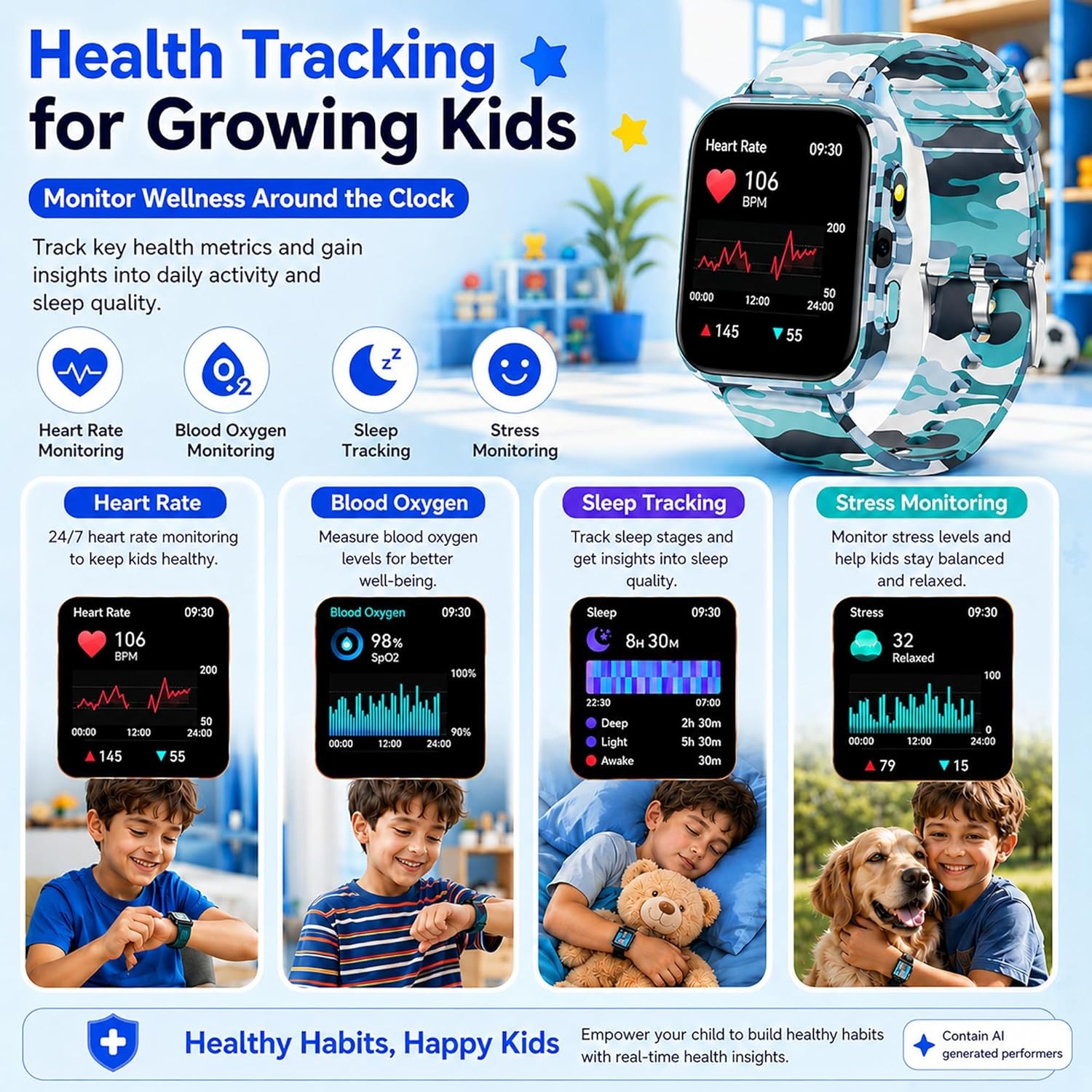 Ai Smart Watch for Kids Boys Age 5-12 Ai Functions Games HD Touch Screen Watches