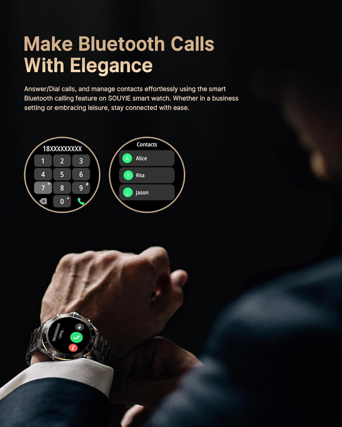 Smart Watch for Android iPhone, 400mAh Heavy Duty Smartwatch Heart Rate Monitor