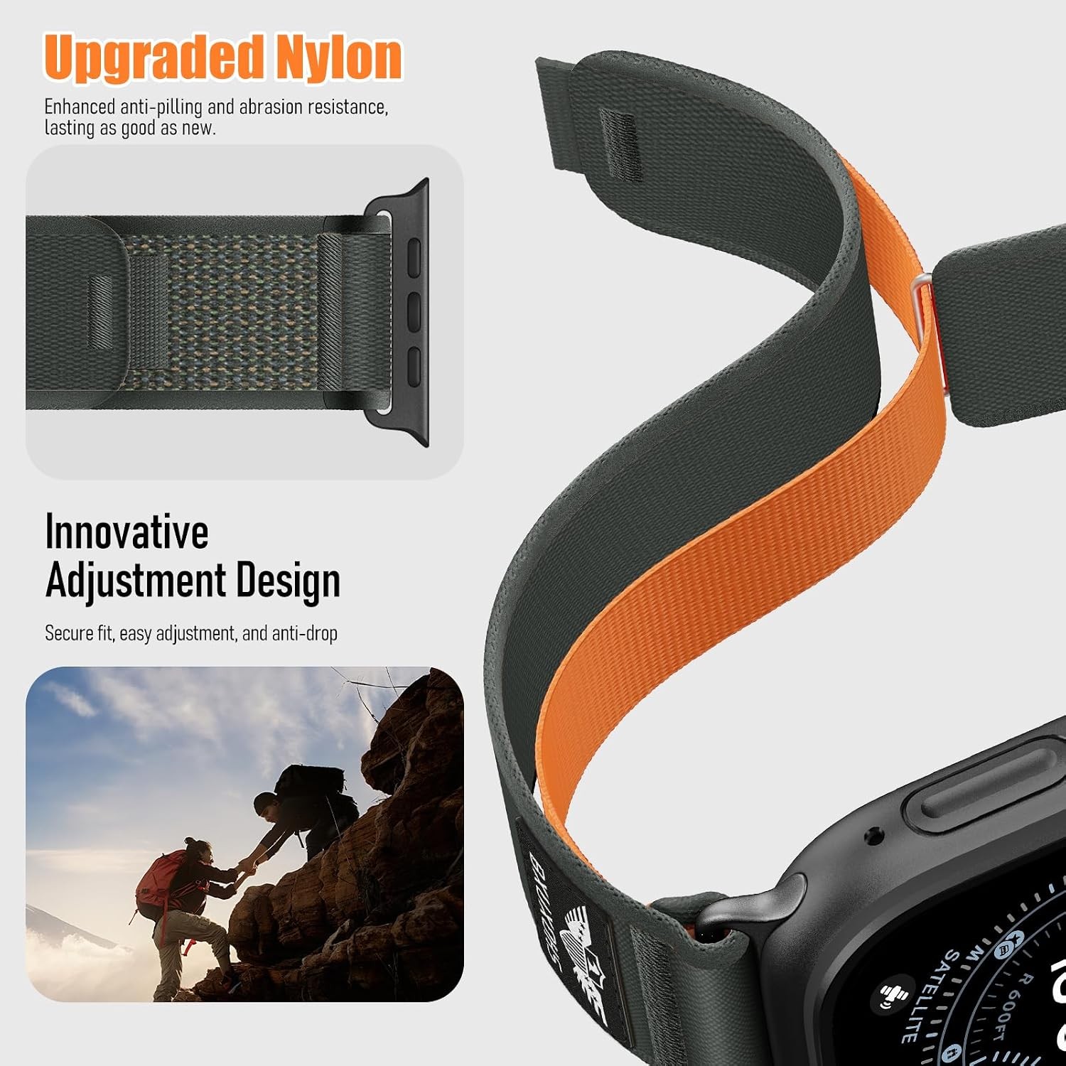 Nylon Strap Compatible with Apple Watch Ultra 3 2 Series 11-1/SE, Black