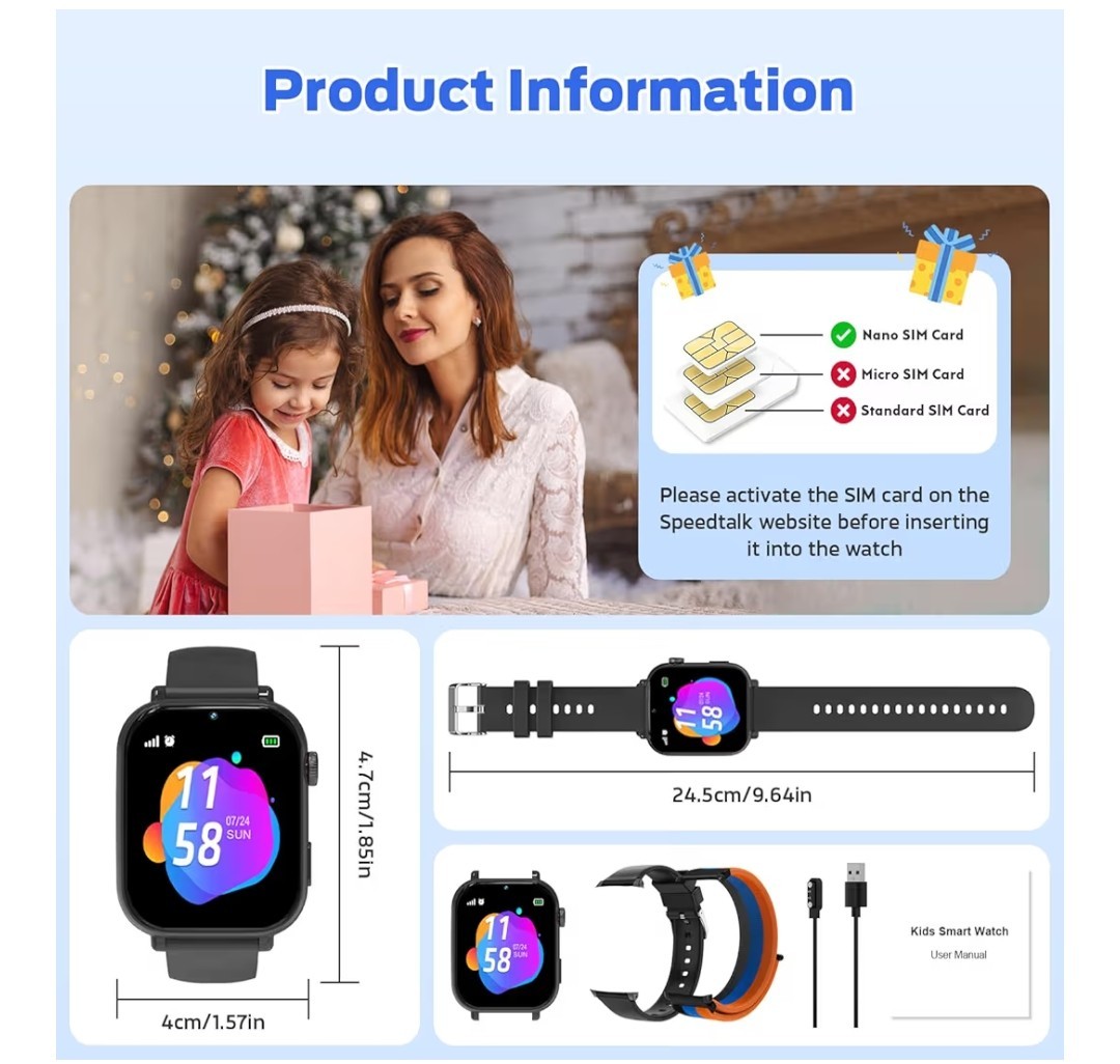 4G Kids Smart Watch with GPS Tracker, Video Call & Texting, Smart Watch for Kids