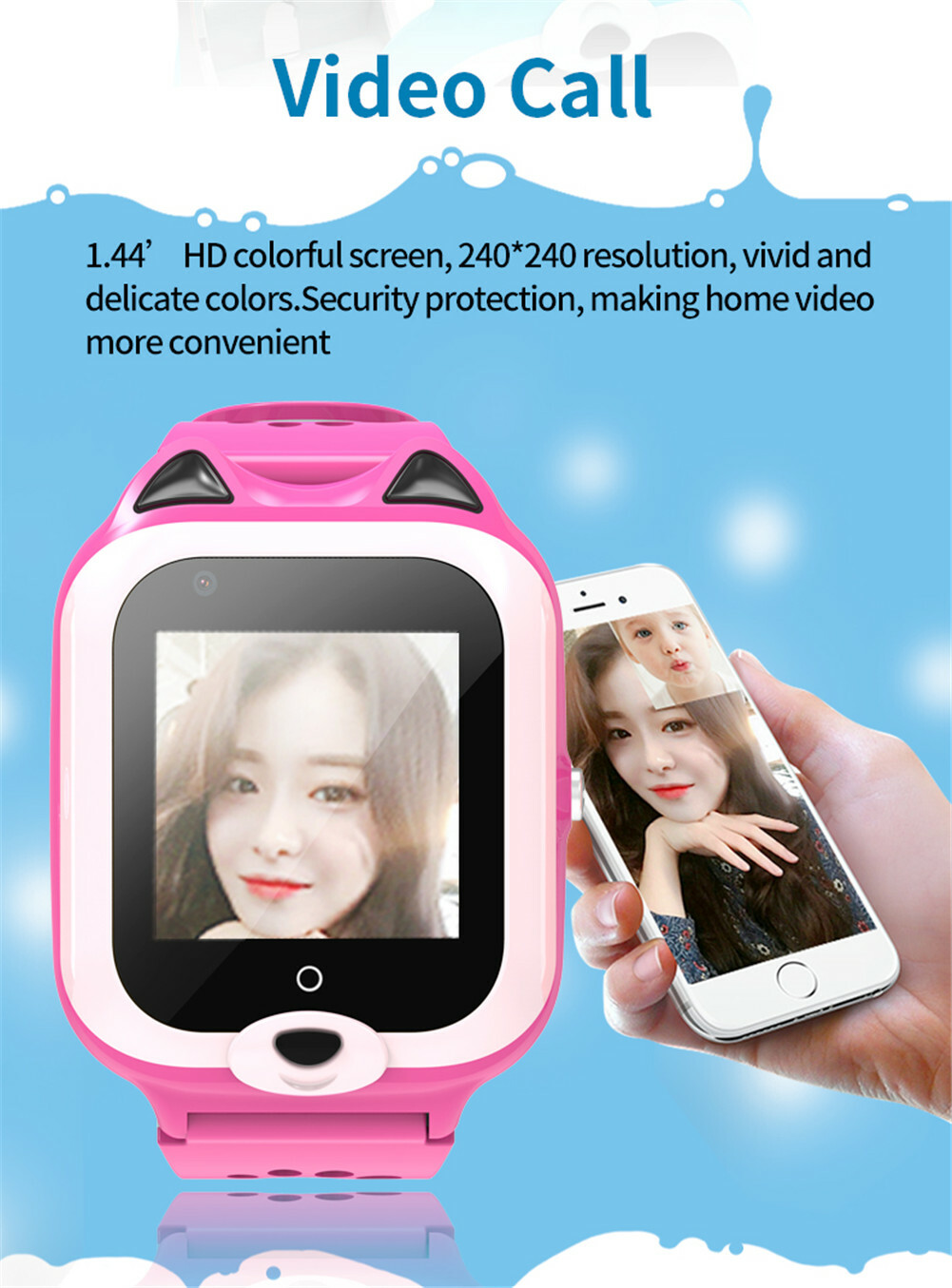 4G Smart Watch SOS Kids Wristwatch Touch Screen Anti-Lost Long Battery Life