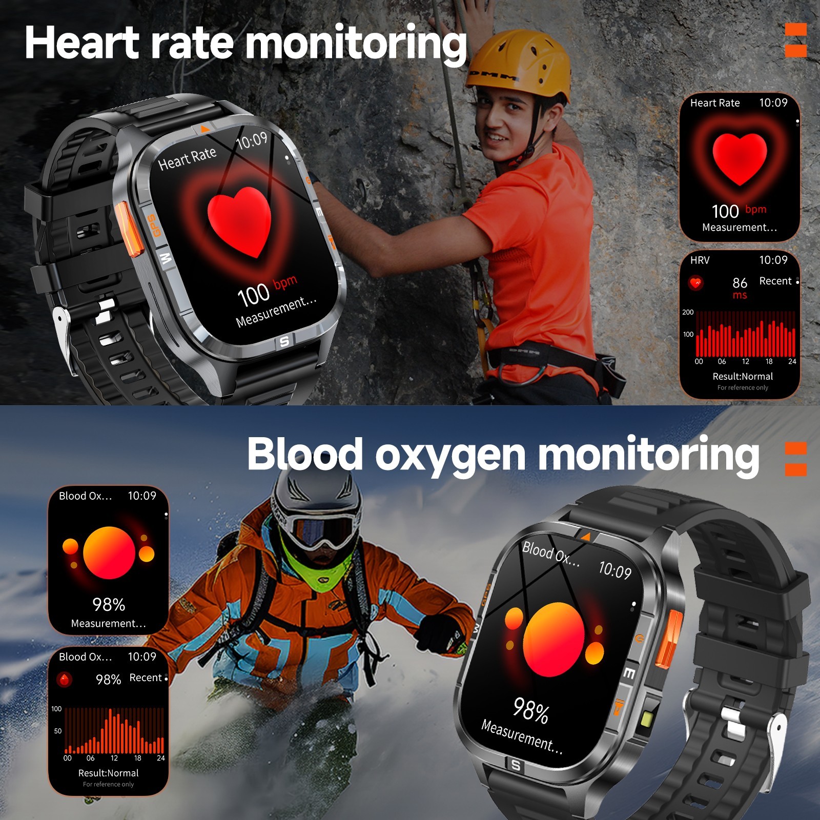 Military GPS Smart Watch for Men Bluetooth Call Compass Flashlight Waterproof