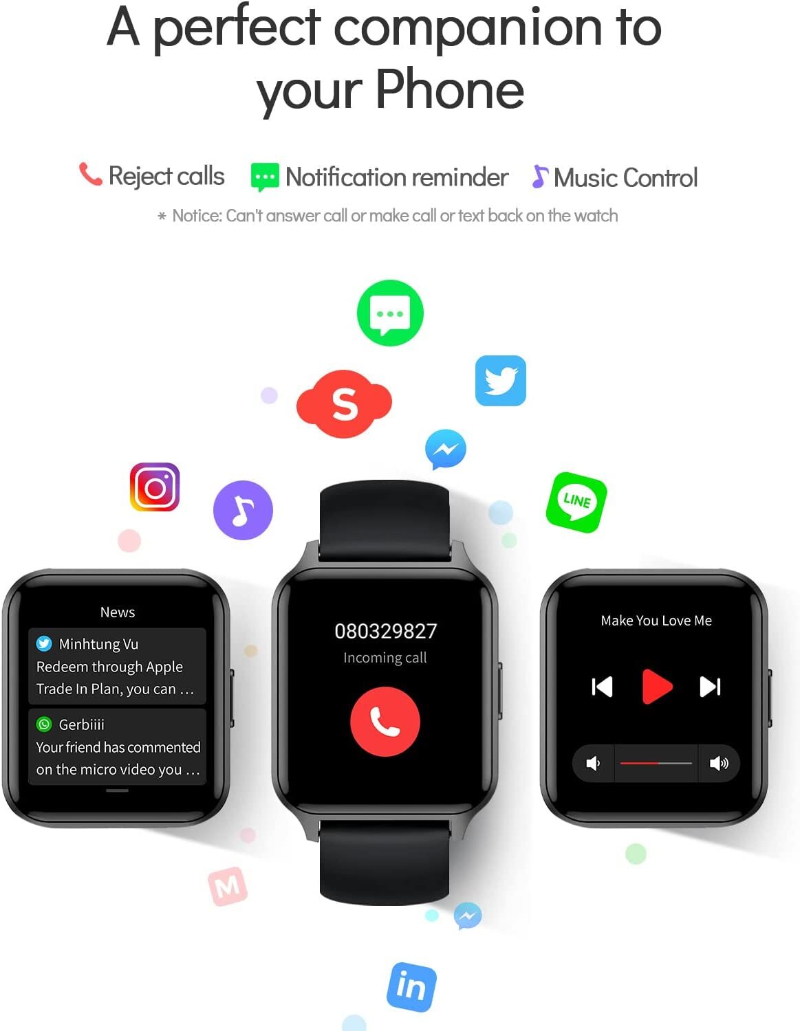 Deeprio Smart Watch for Android iOS Phones, 1.52″ HD Full Touch Screen Blood Oxy
