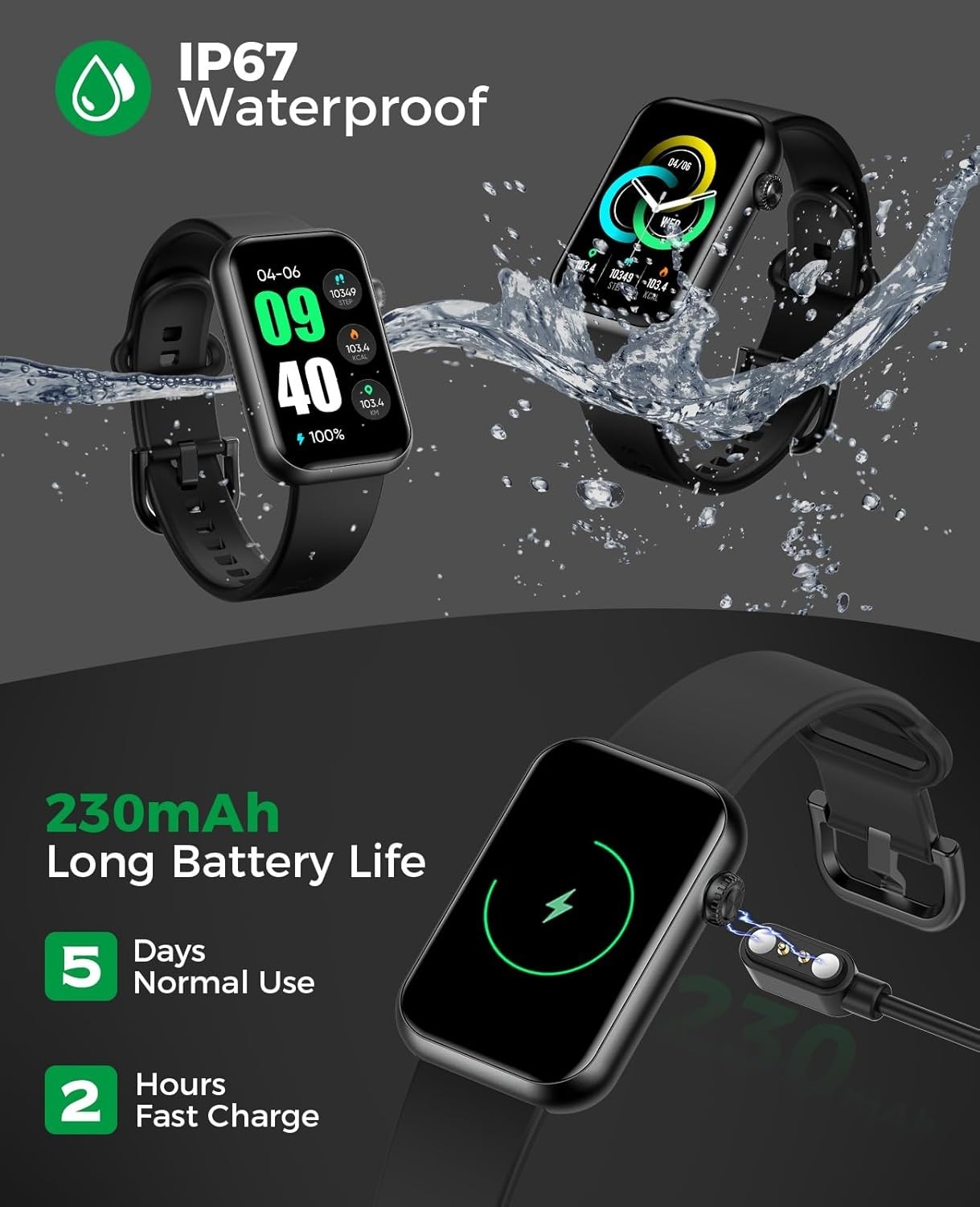 Smart Watch Fitness Tracker Answer/Make Call 24/7 Heart Rate Spo2 Blood Press…