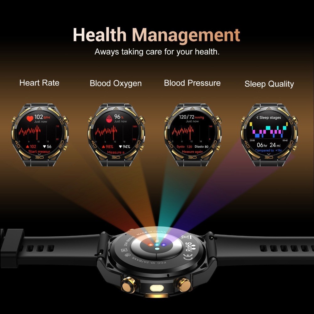 Tactical Military Smart Watch Men GPS 1.43″ Touch Screen 20-Day 5ATM Waterproof