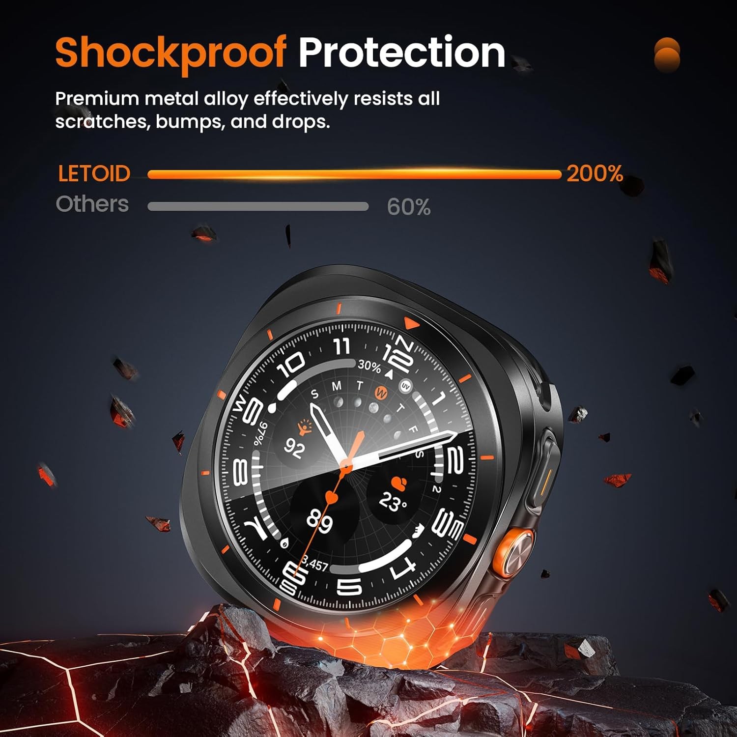 3-in-1 Protective Metal Case for 47mm Samsung Galaxy Watch Ultra, Steel Bumper &