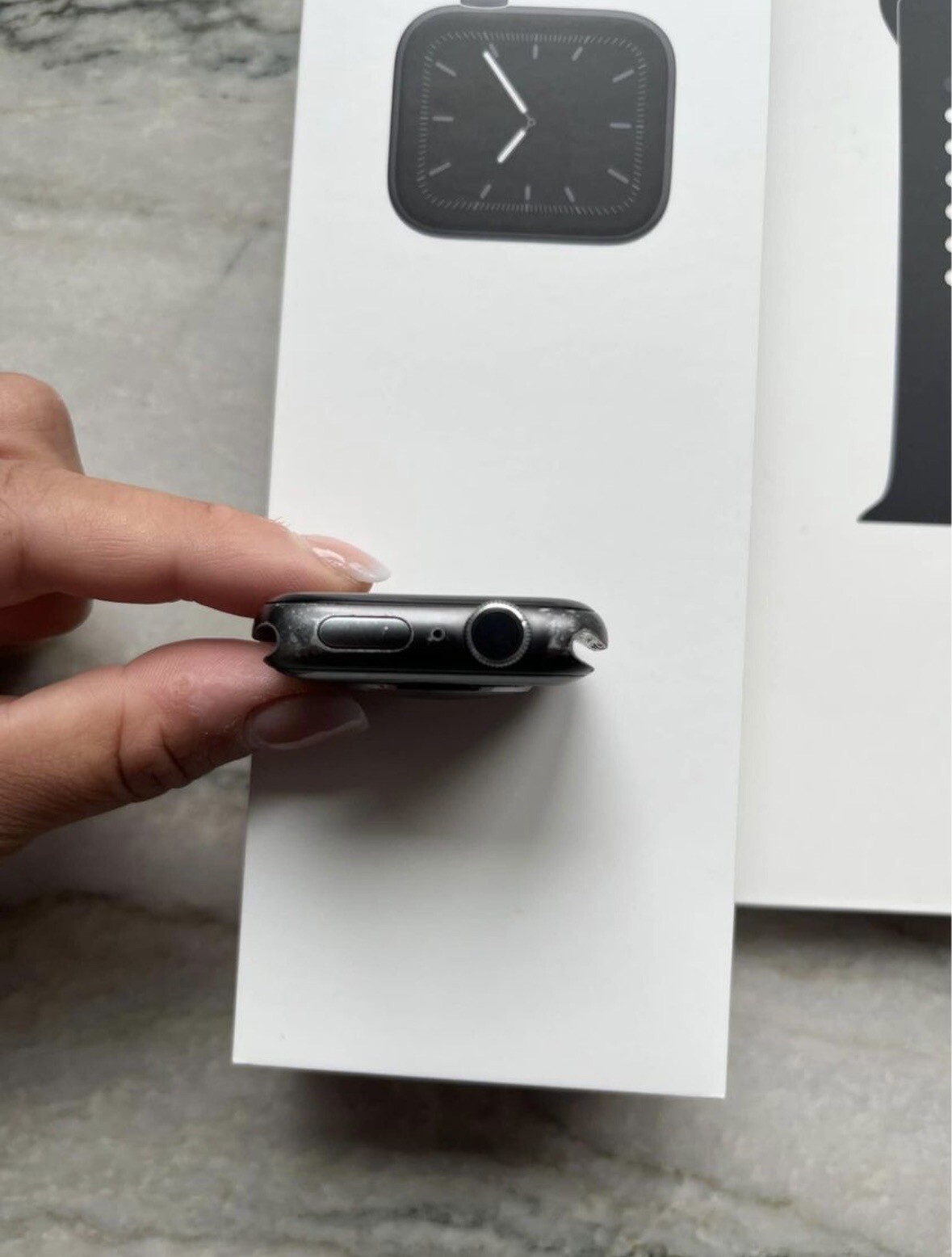 Apple Watch Series 5 44mm Space Gray Aluminum Case with Black Sport Band – S/M &