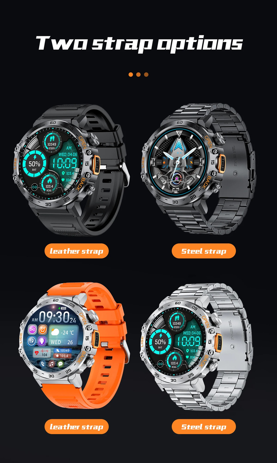 LIGE Smart Watch Men 360*360 AMOLED HD Screen Waterproof Sport Fitness Watches