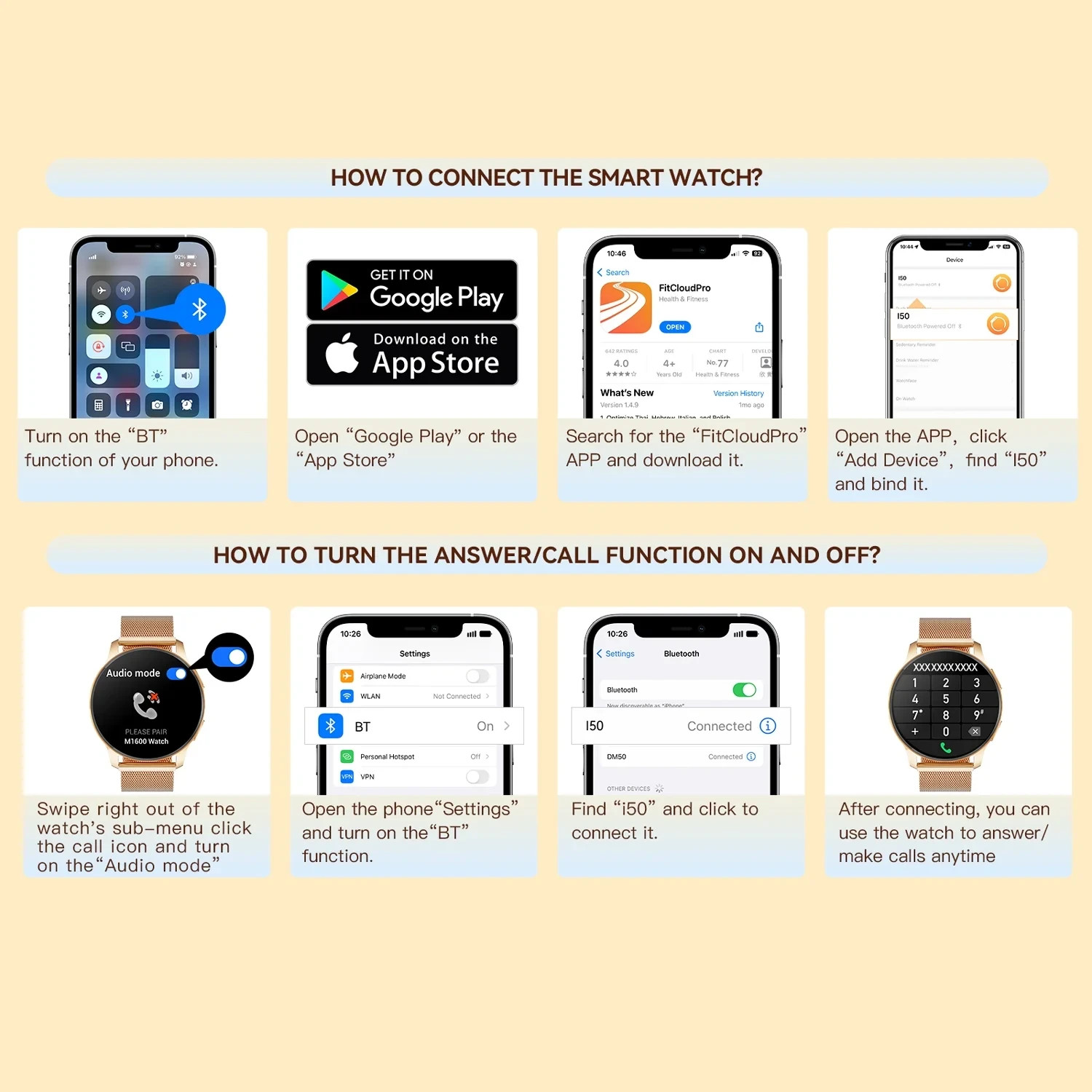 NEW Smart Watch Your Fitness Tracker Unisex Copper Gold Metal Band iOS Android