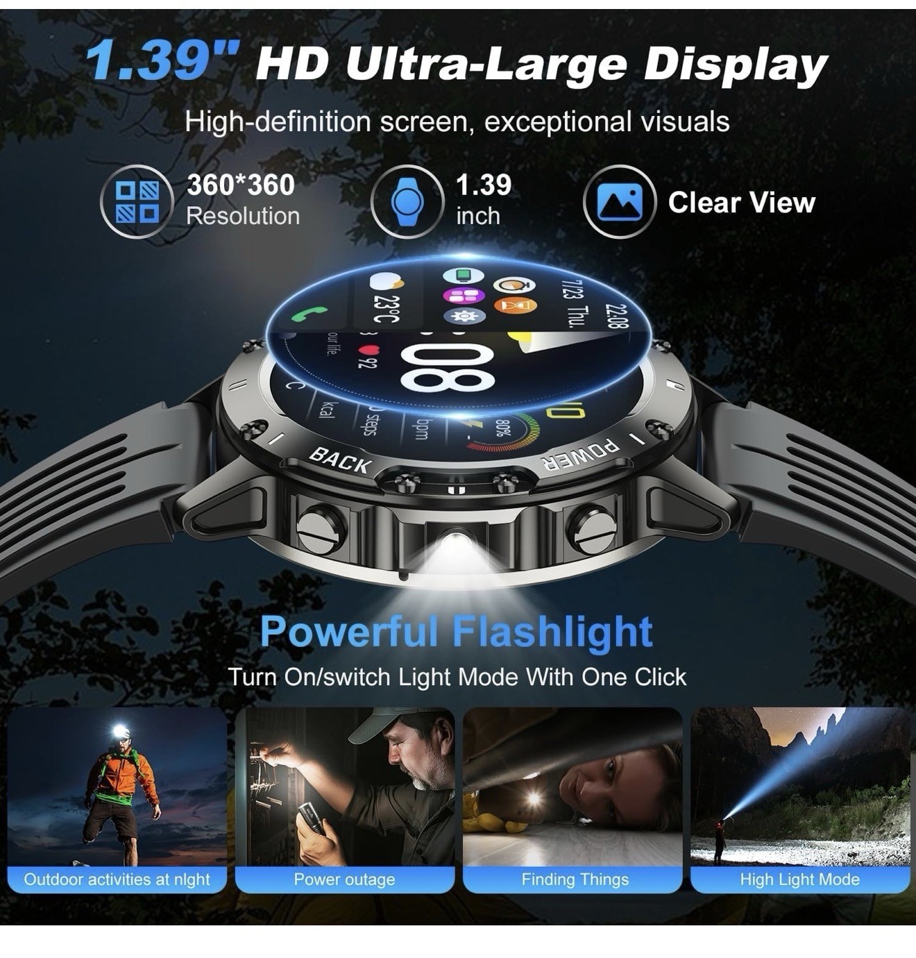 Smart Watch for Men Fitness Tracker: Military Make Answer Call Running