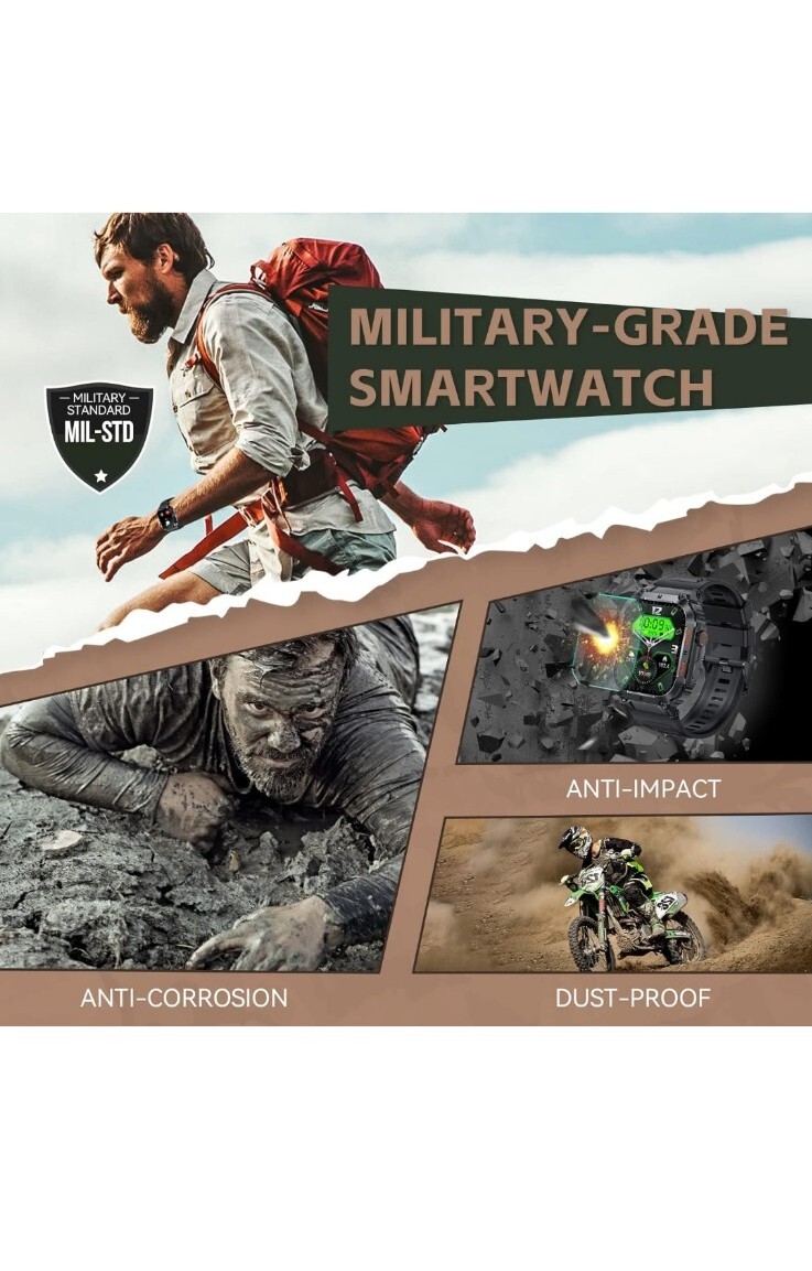 ew1 smartwatch newMilitary Smart Watch for Men (Answer/Make Call), 1.96 Inches